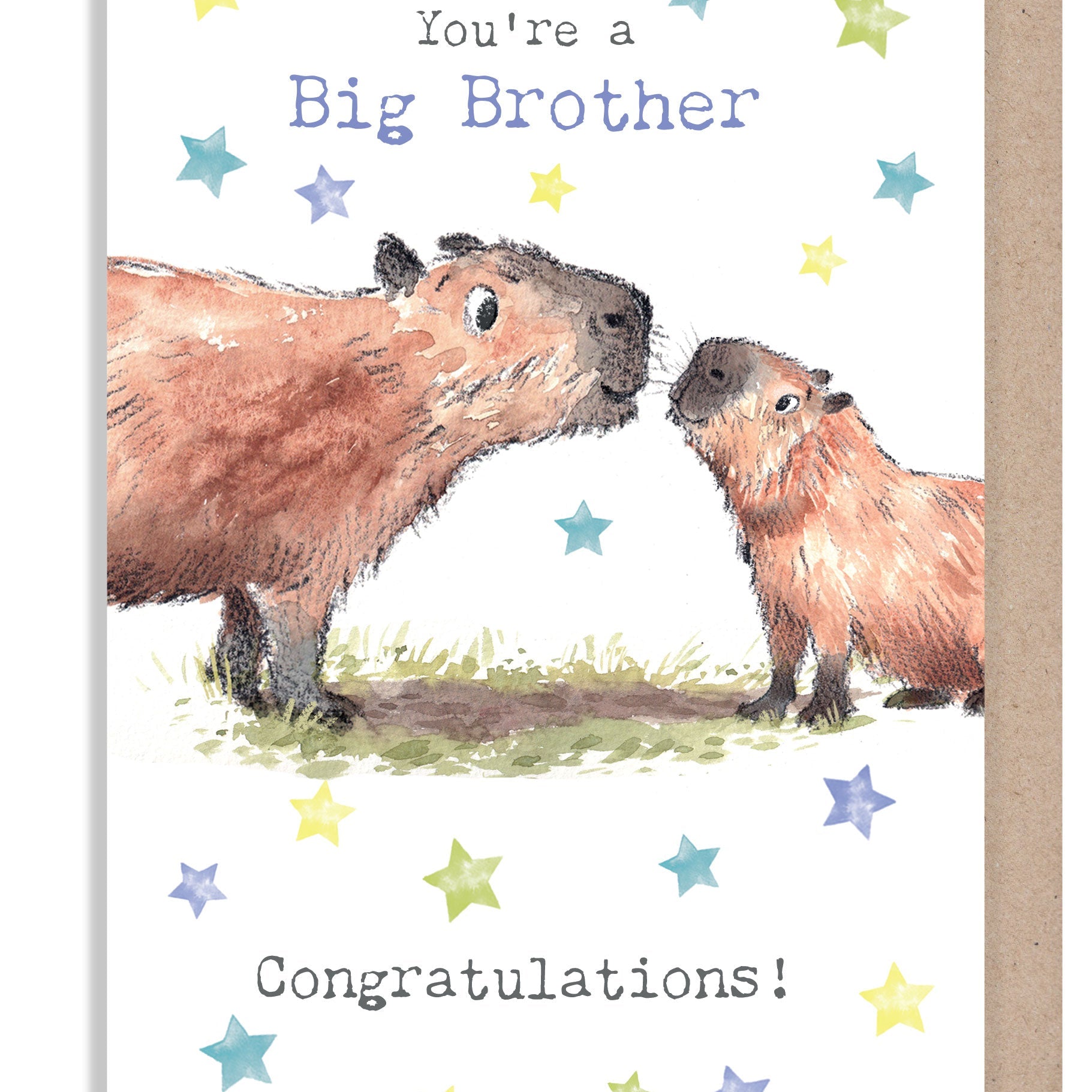 Greeting Card - Big Brother - Big Capybara with Small Capybara