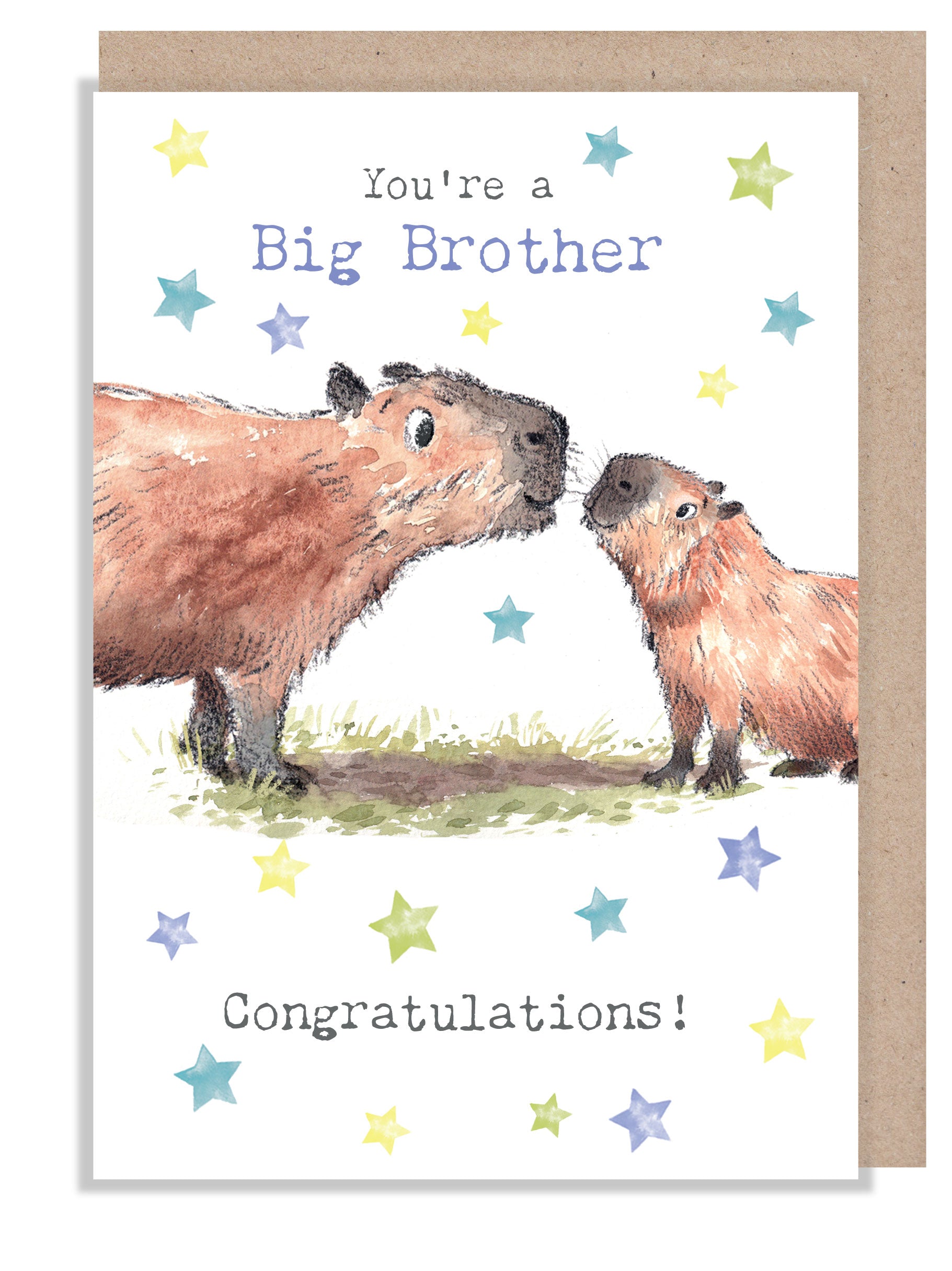 Greeting Card - Big Brother - Big Capybara with Small Capybara