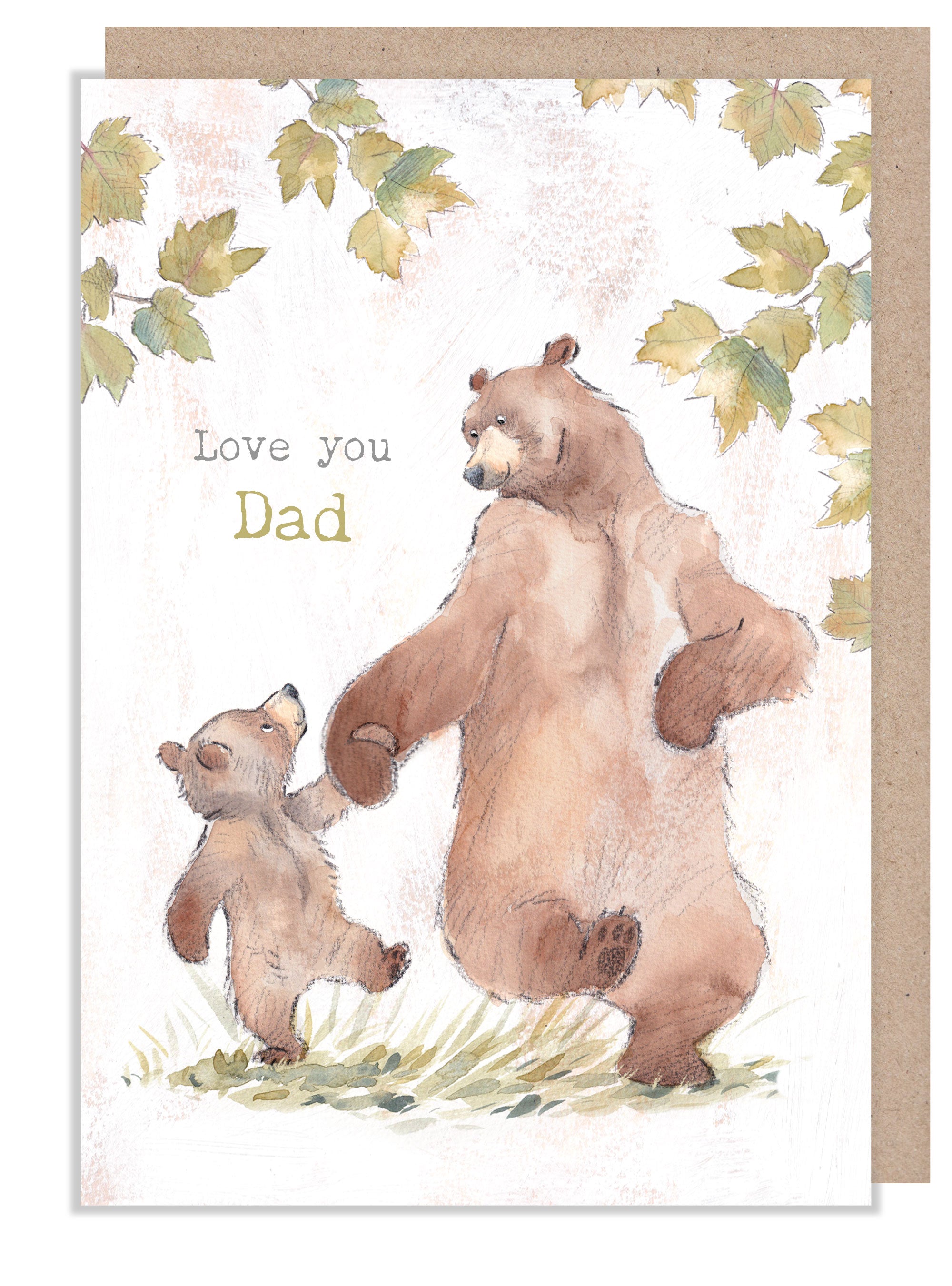 Extra Large Greeting Card - Love You Dad - Bear and Cub Walking