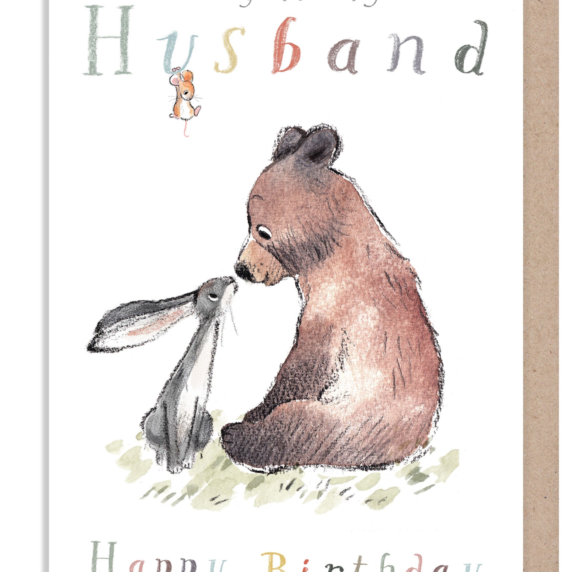 Extra Large Birthday Card - My Lovely Husband - Bear and Hare
