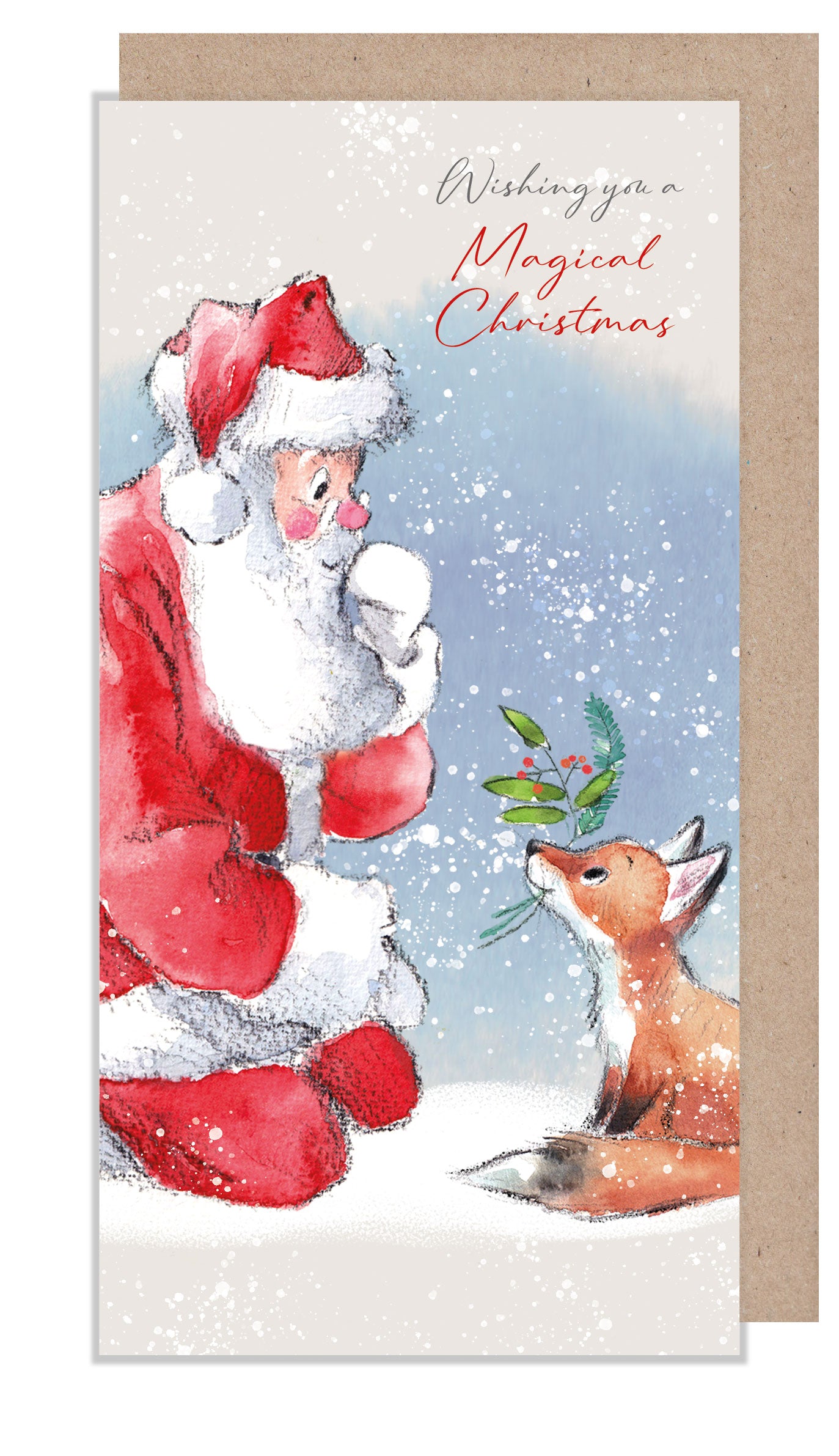 Christmas Money wallet card - Santa and fox