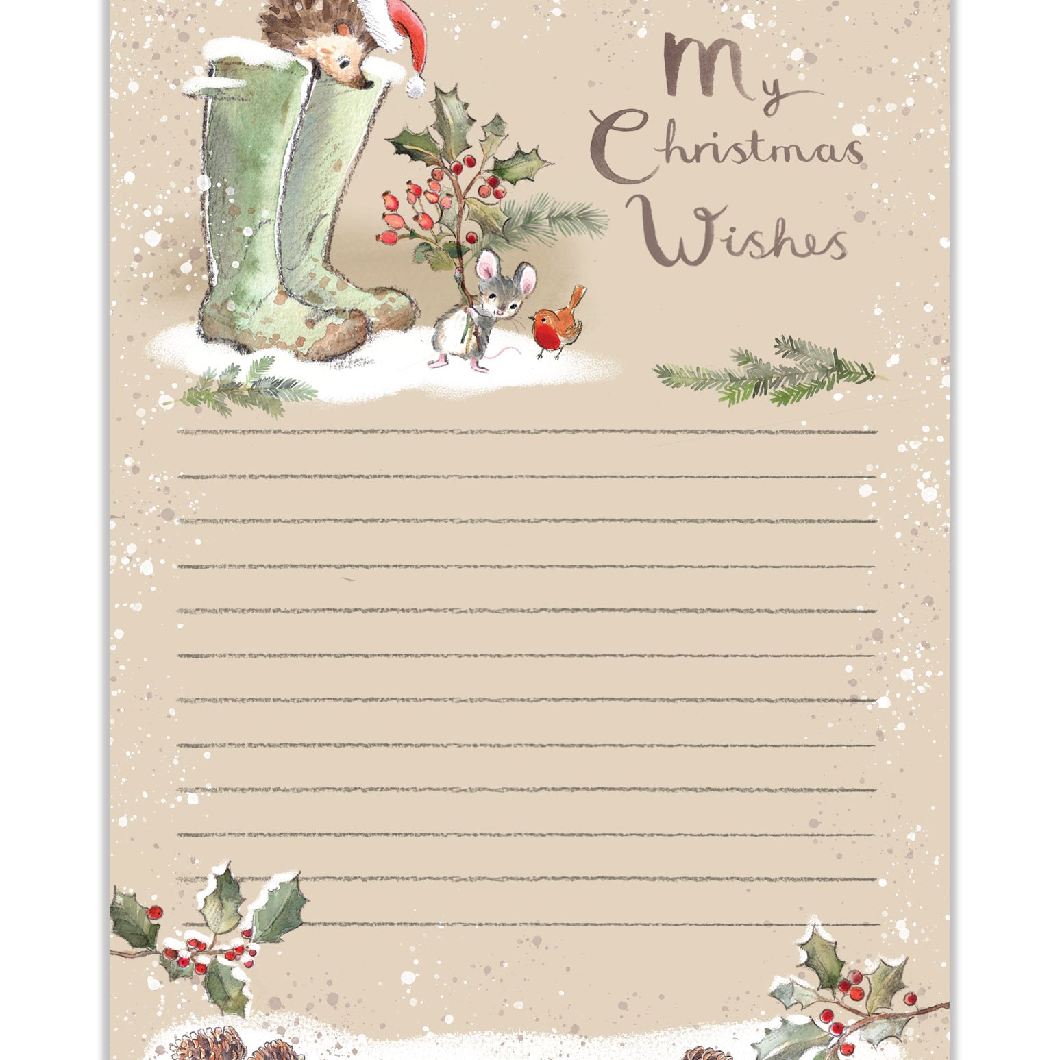 Christmas Notepad - Christmas Shopping List - Hedgehog