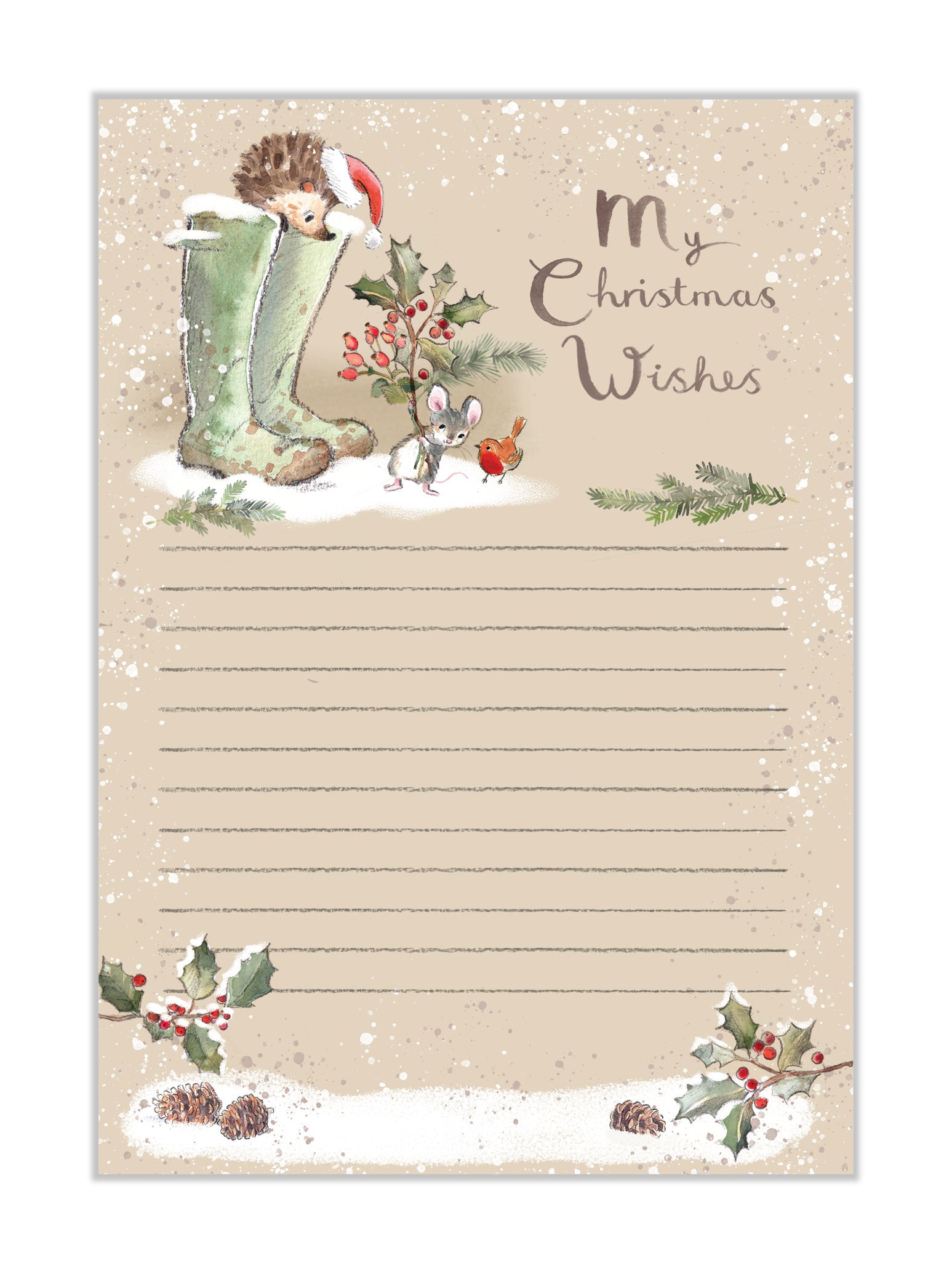 Christmas Notepad - Christmas Shopping List - Hedgehog