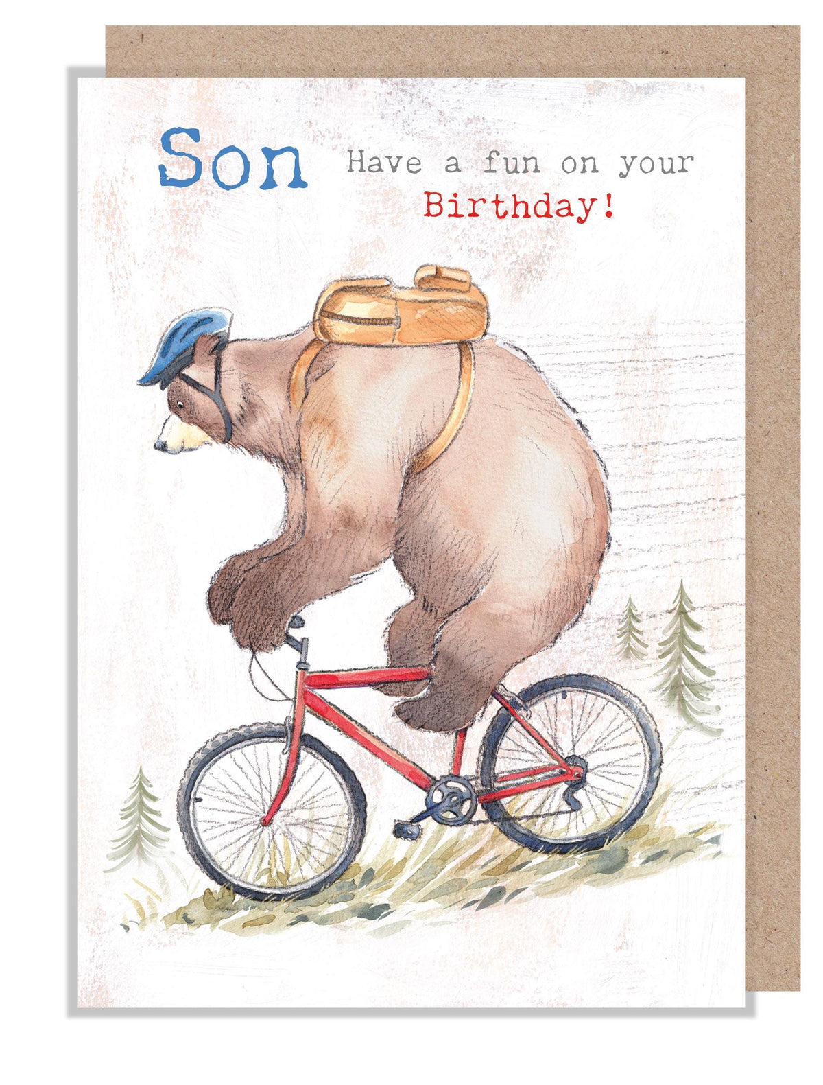 Birthday Card - Son - Bear on Bike