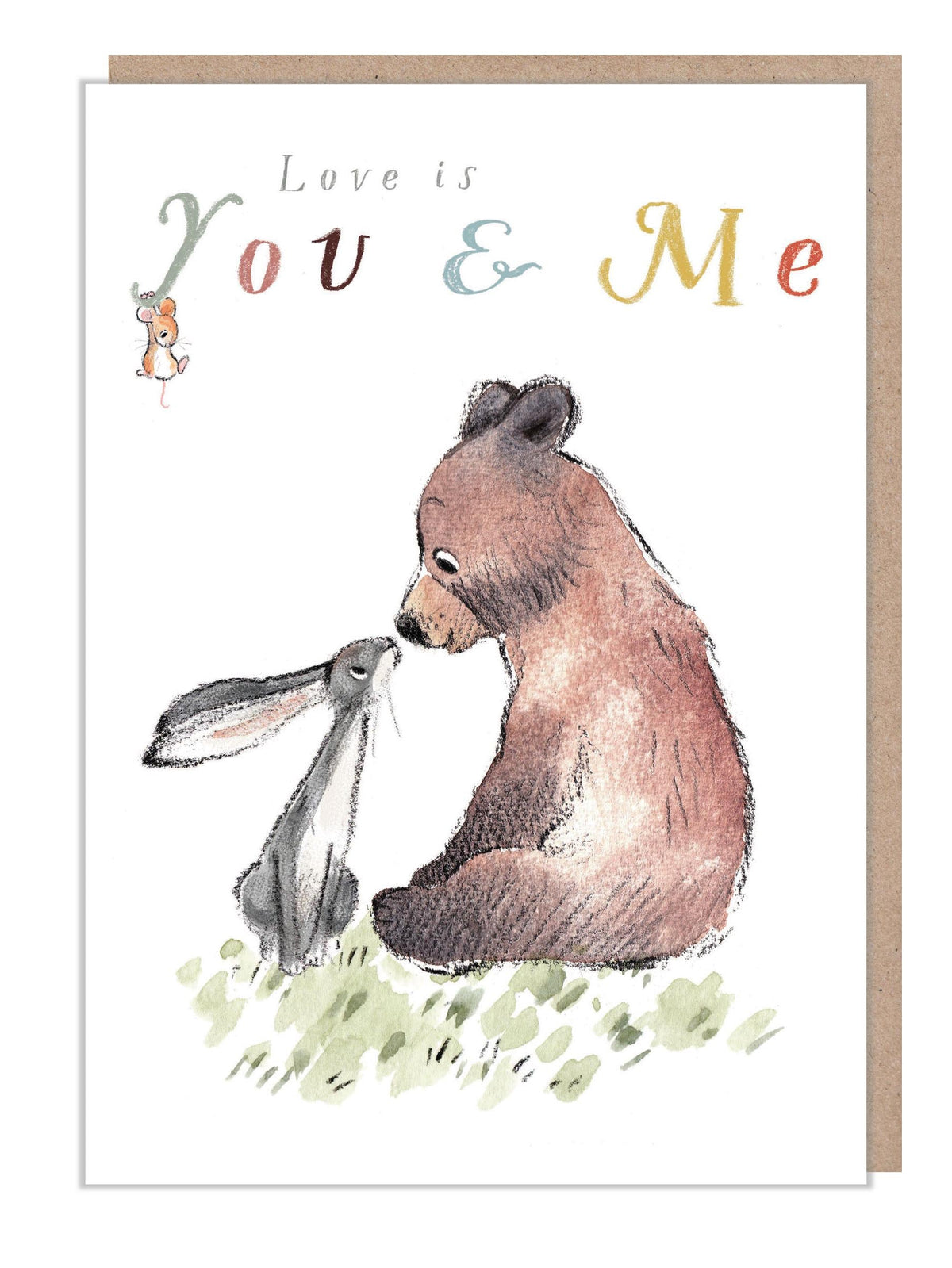 Cute Card - Love Is You and Me - Bear and Hare