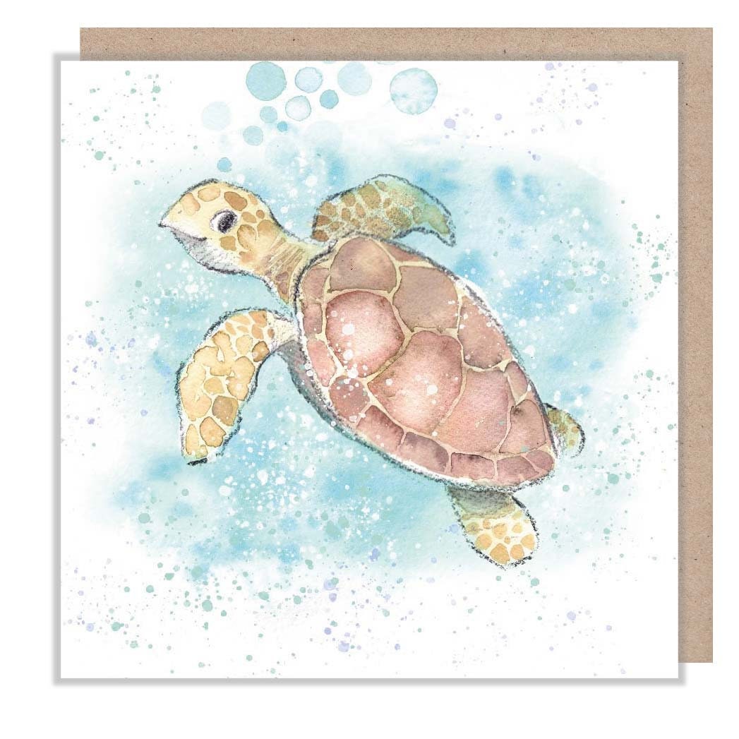 Greeting Card - Blank - Turtle Swimming