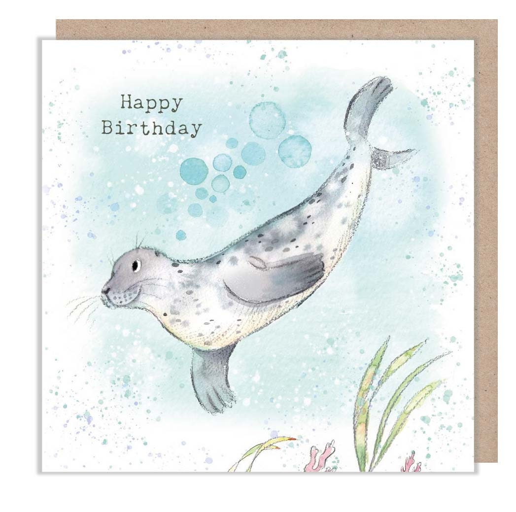 Greeting Card 'Happy Birthday' - Seal Swimming