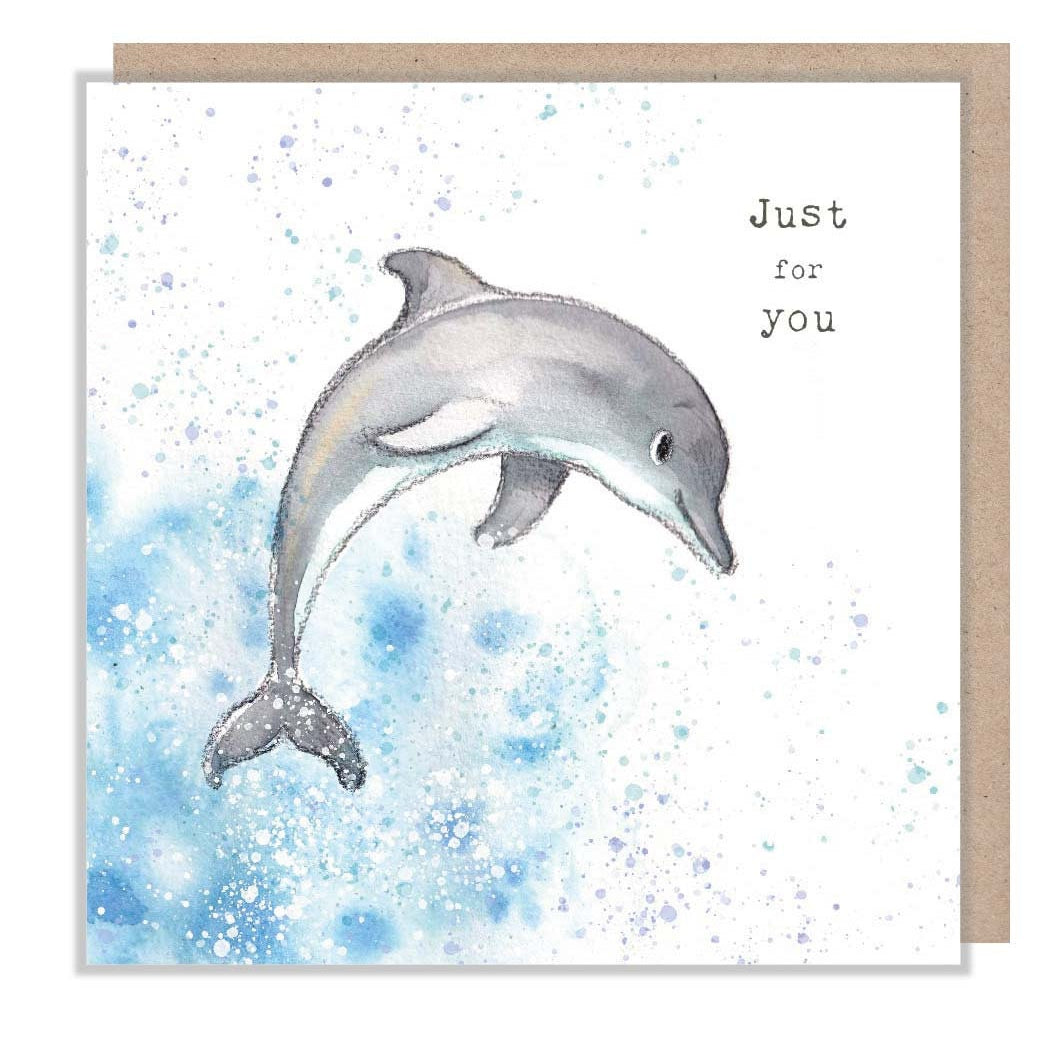Greeting Card 'Just For You' - Jumping Dolphin
