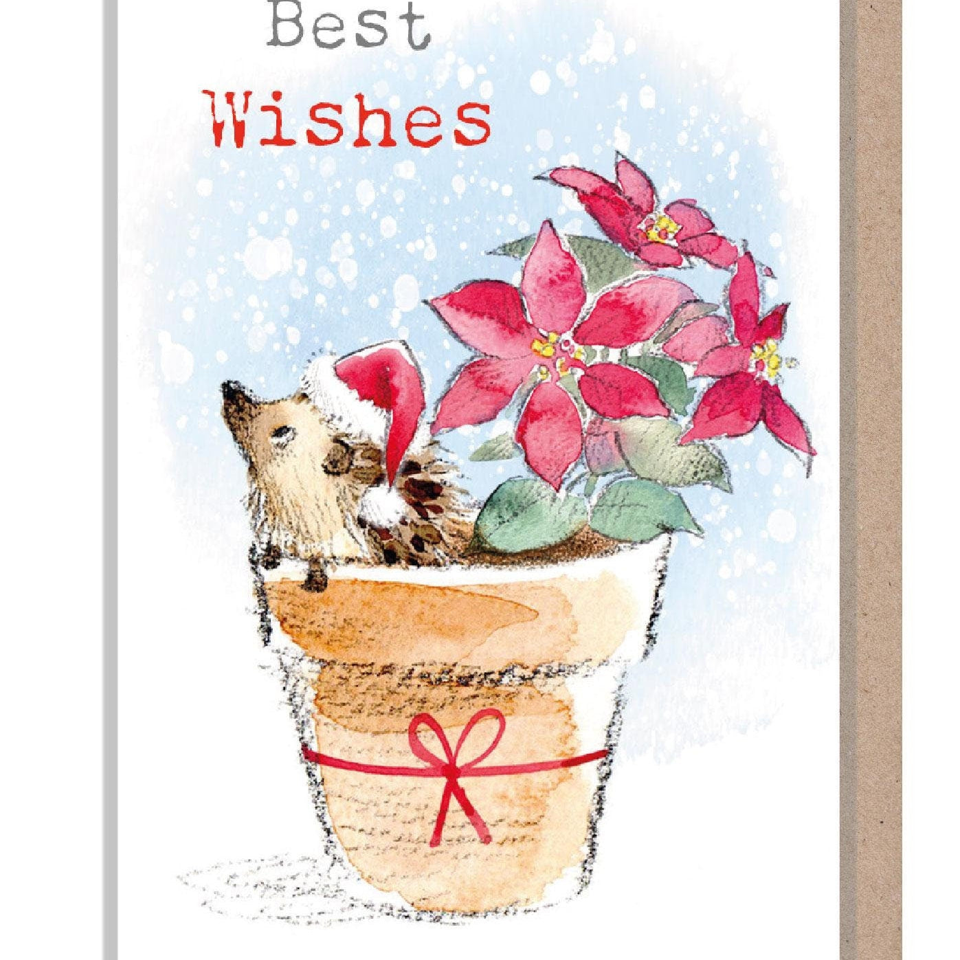 Christmas Gift Card - Best Wishes - Hedgehog in Flower Pot