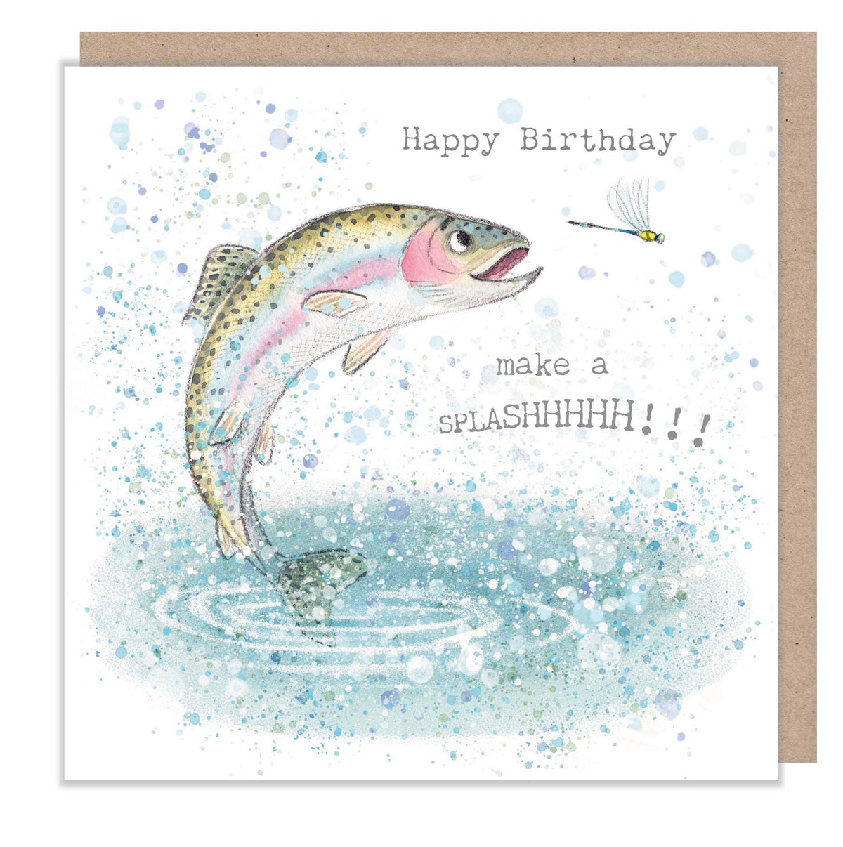 Birthday Card - Happy Birthday Make a Splash - Rainbow Trout Jumping