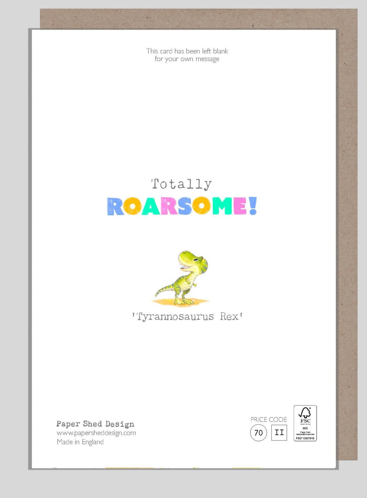 Greeting Card - Age 5 - Tyrranosaurus Rex with Dragonfly