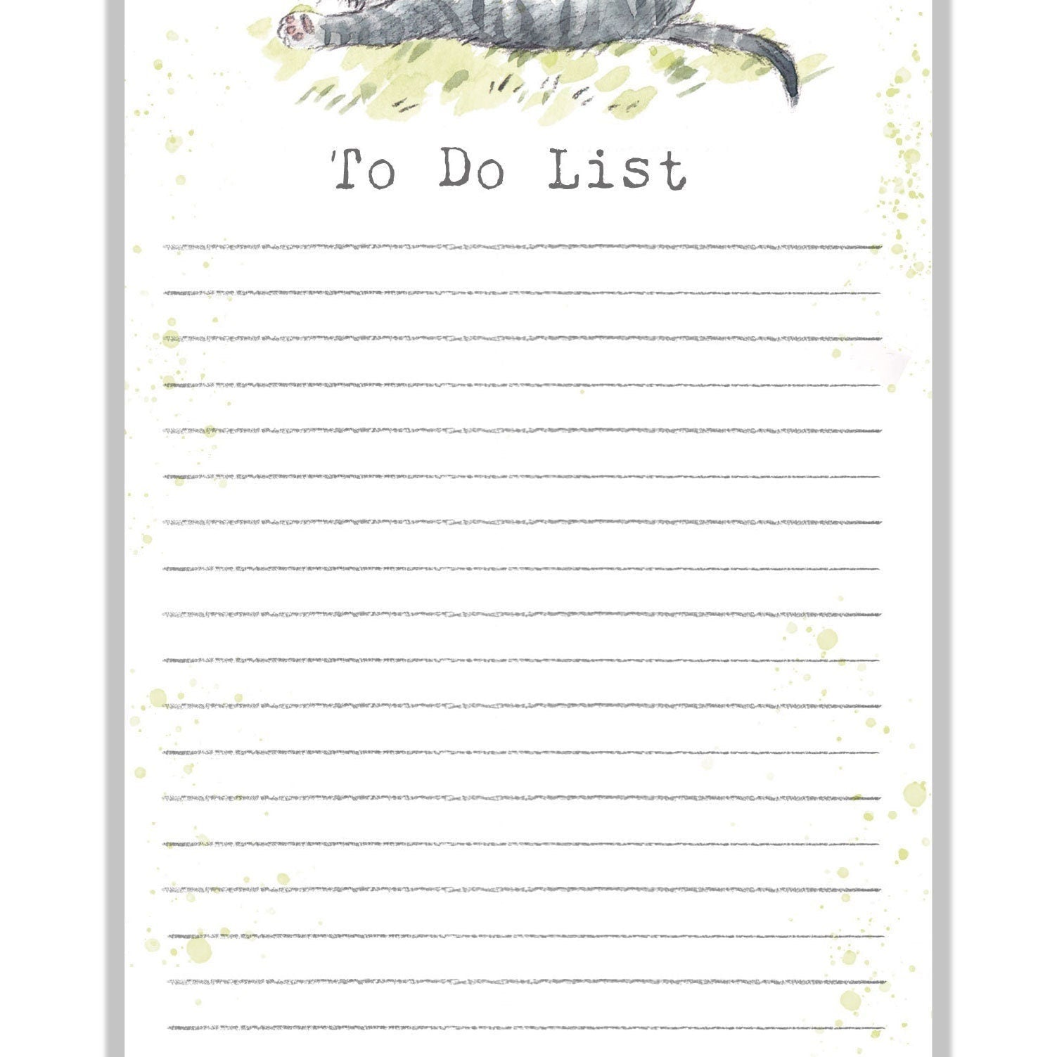 To Do List Pad - Grey Cat and Bees Under Blossom Tree