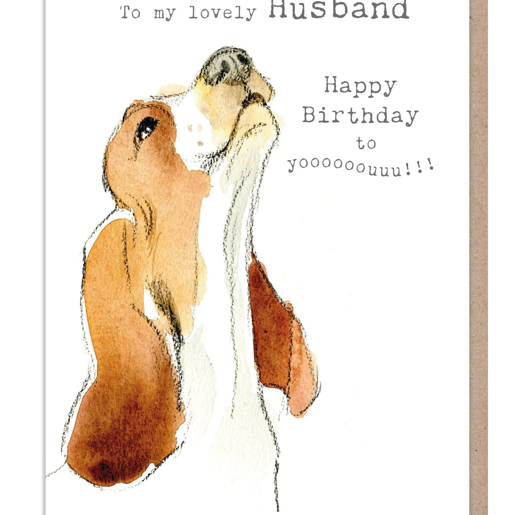 Husband Birthday Card - to My Lovely Husband - Howling Dog - Basset Hound