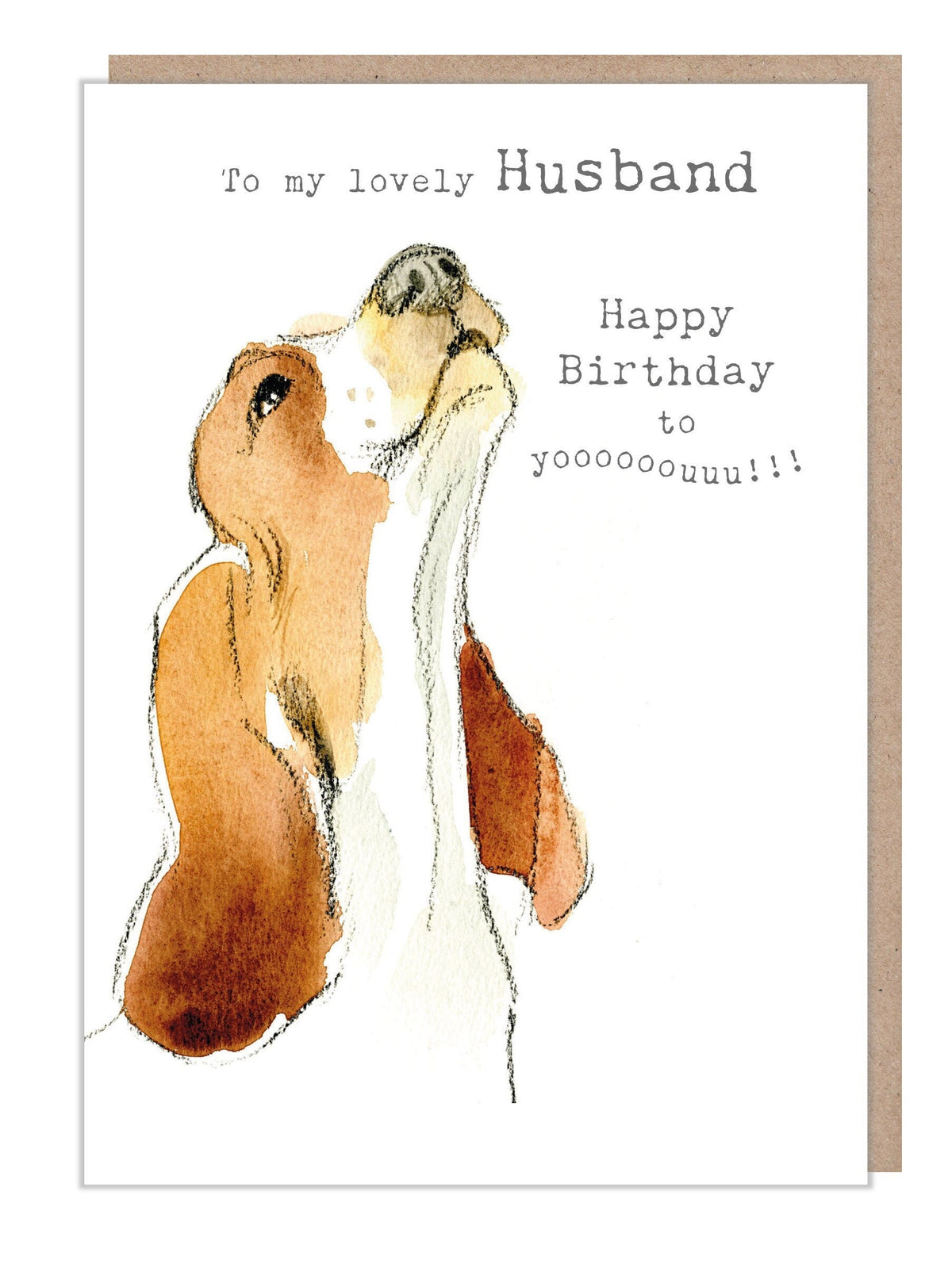 Husband Birthday Card - to My Lovely Husband - Howling Dog - Basset Hound