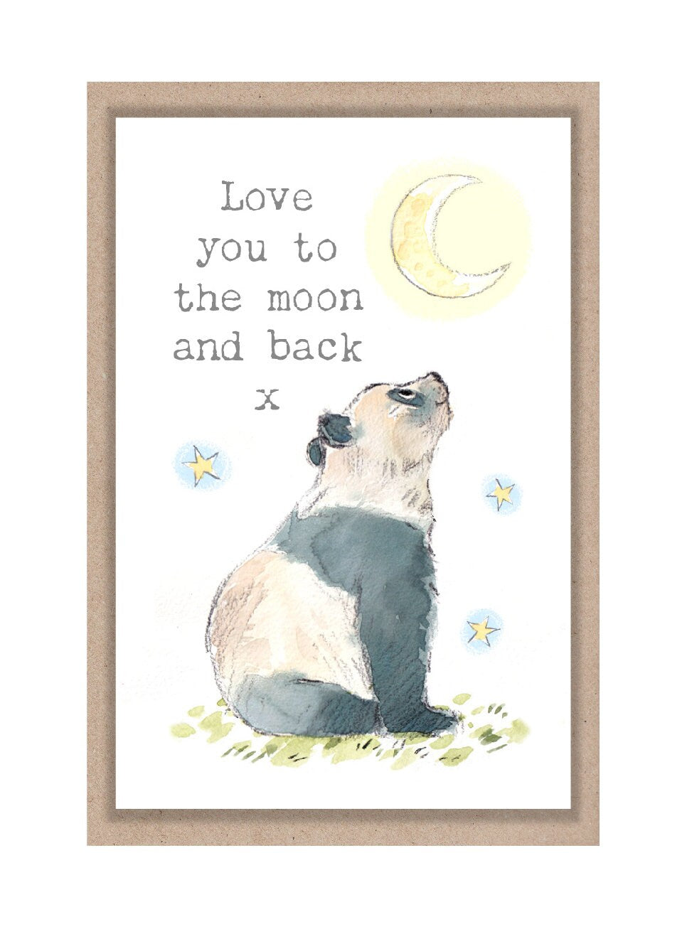 Sentiment Card - Love You to the Moon and Back x - Panda Looking at the Moon