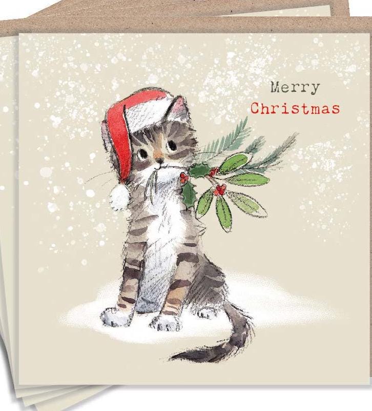 Christmas Card Pack - Tabby Cat in Hat