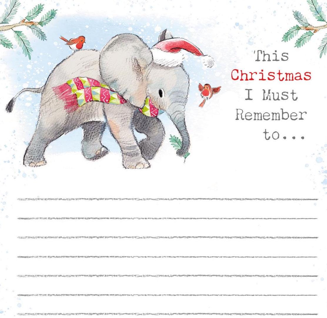 Christmas Notepad - Must Remember to - Elephant and Robins