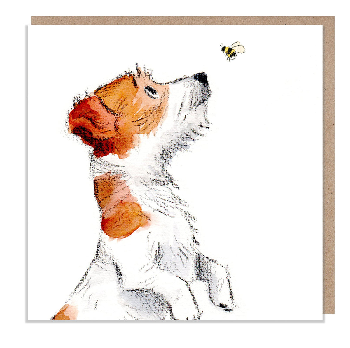 Cute Dog Card - Blank - Jack Russel with Bee