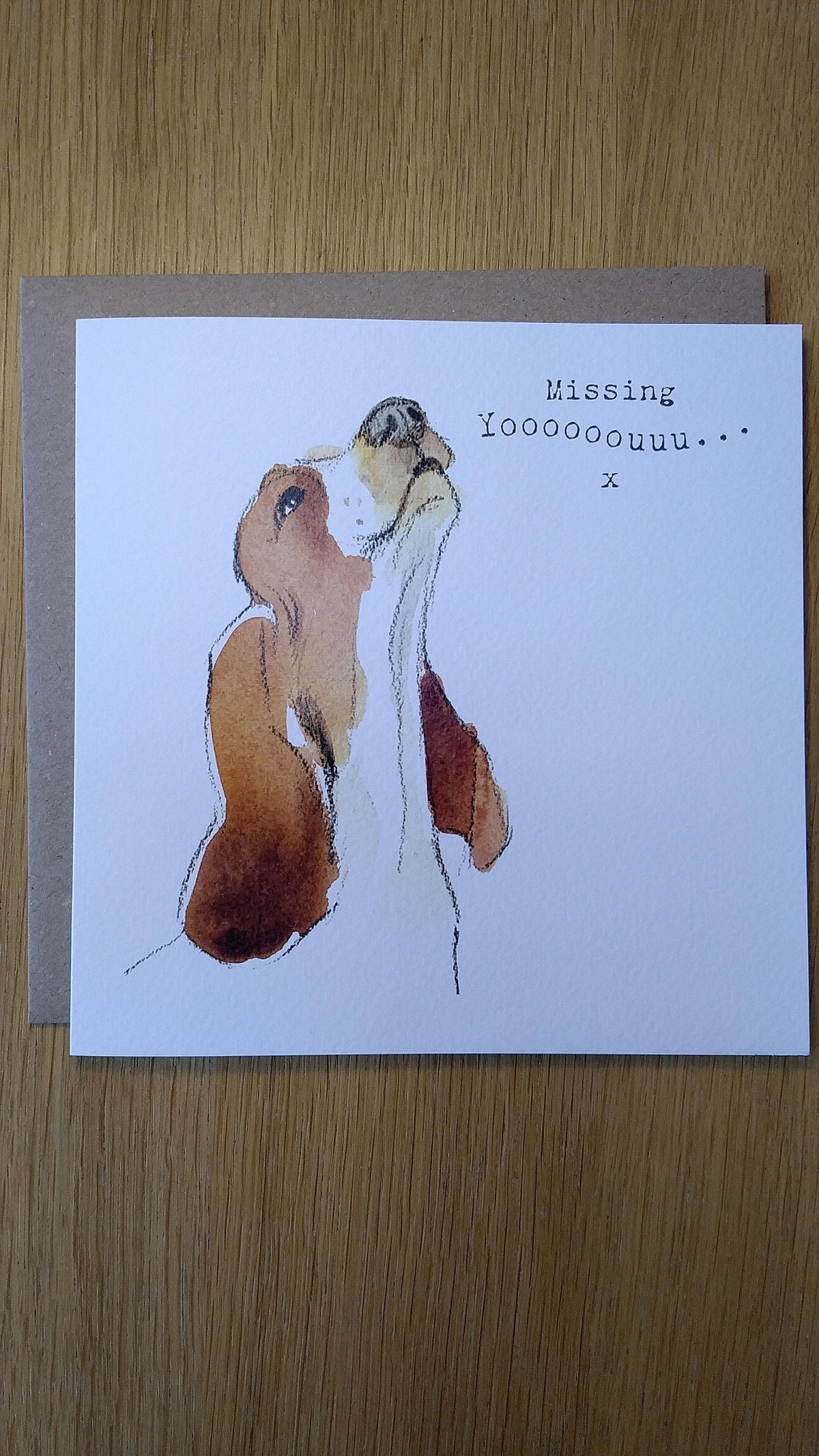 Cute Dog Card - Missing You - Howling Basset