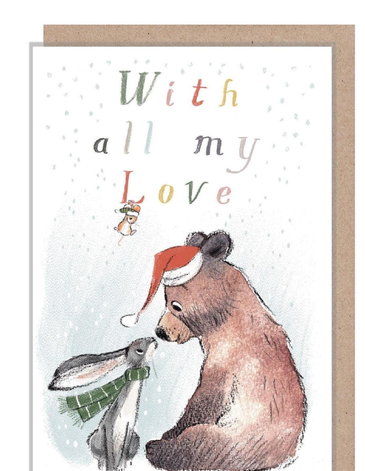 Christmas Gift Card - with All My Love - Bear, Hare and Mouse