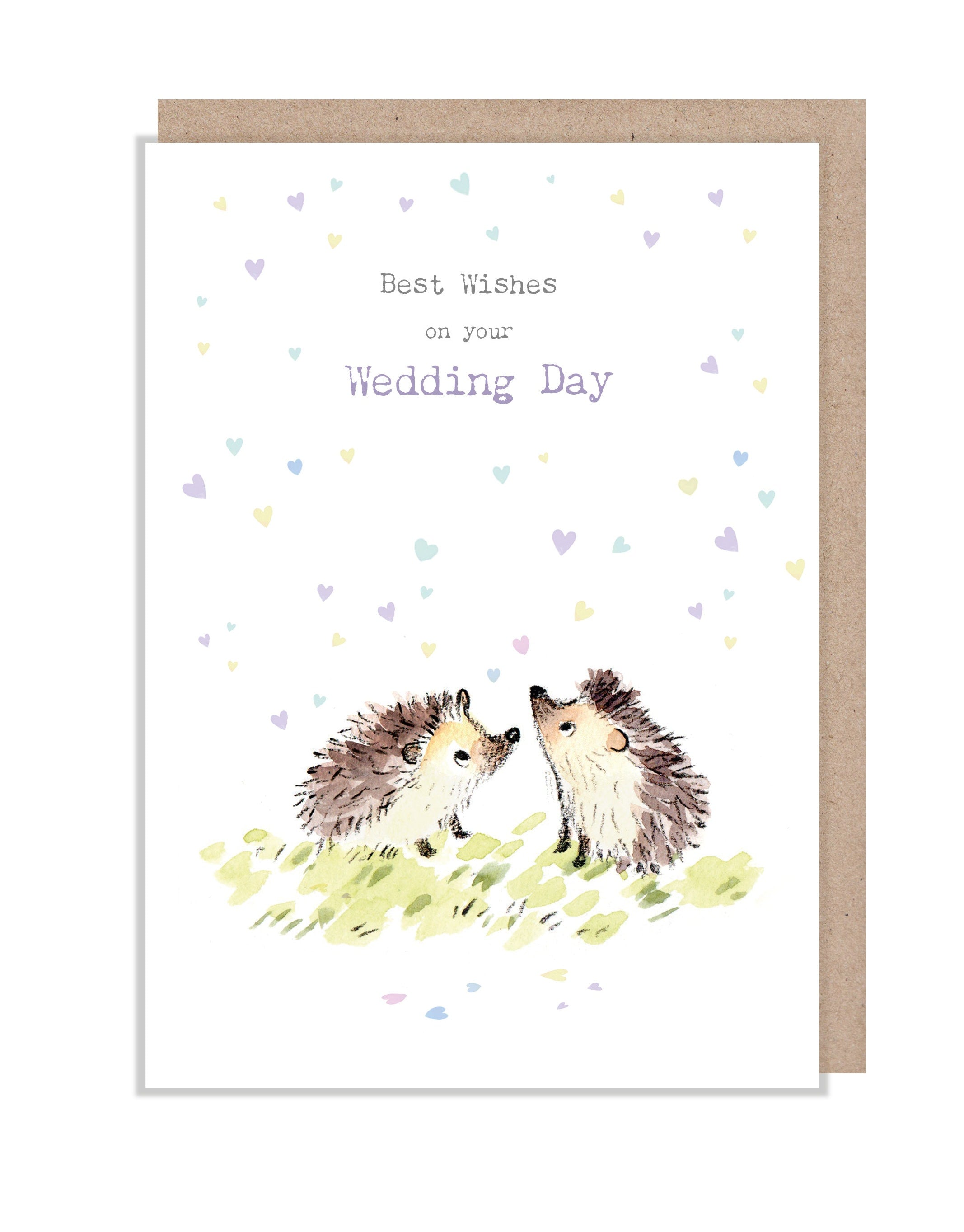 Wedding Card - Best Wishes on Your Wedding Day - 2 Hedgehogs with Confetti