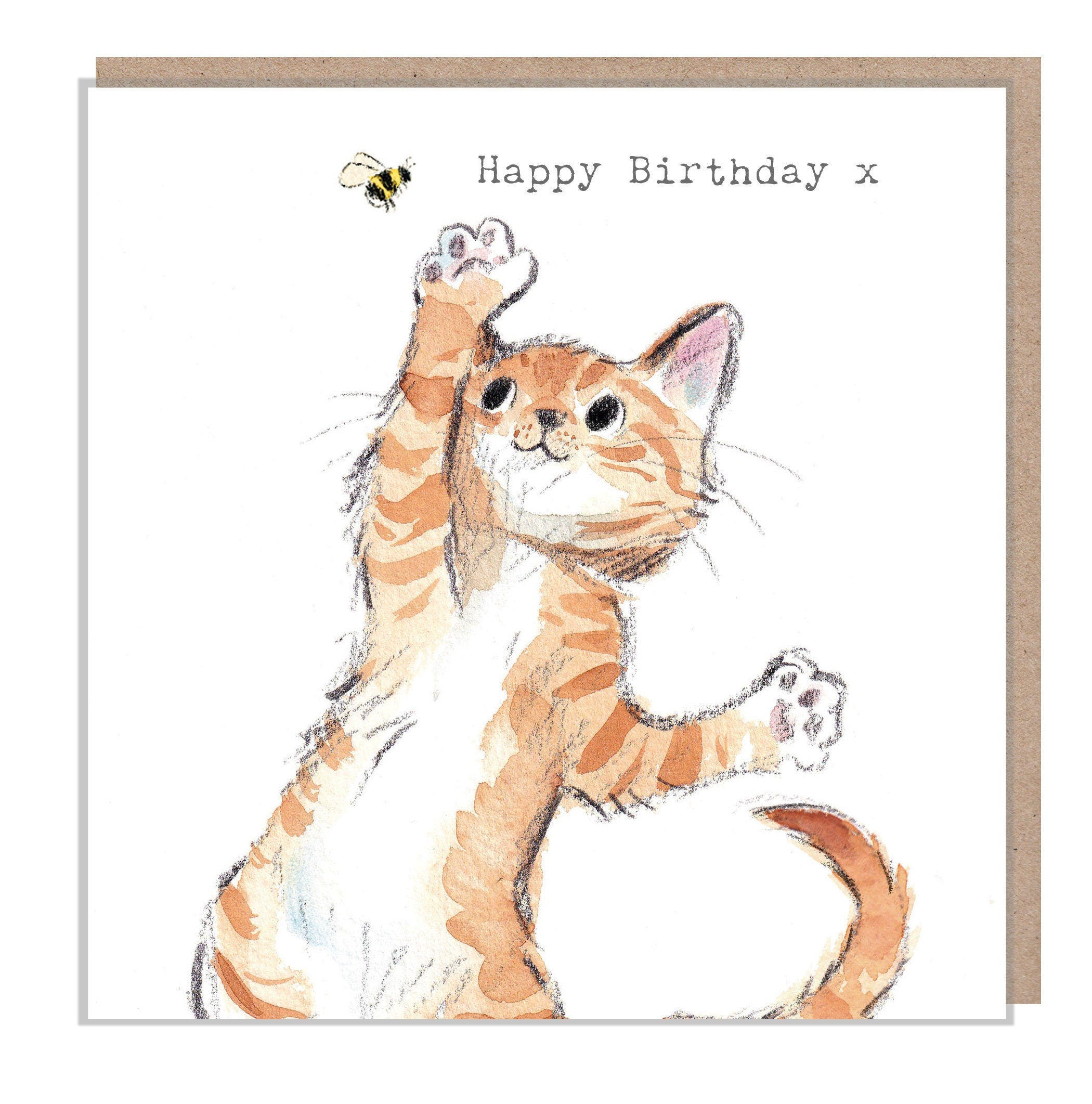 Cute Cat Birthday Card - Cat with Bee