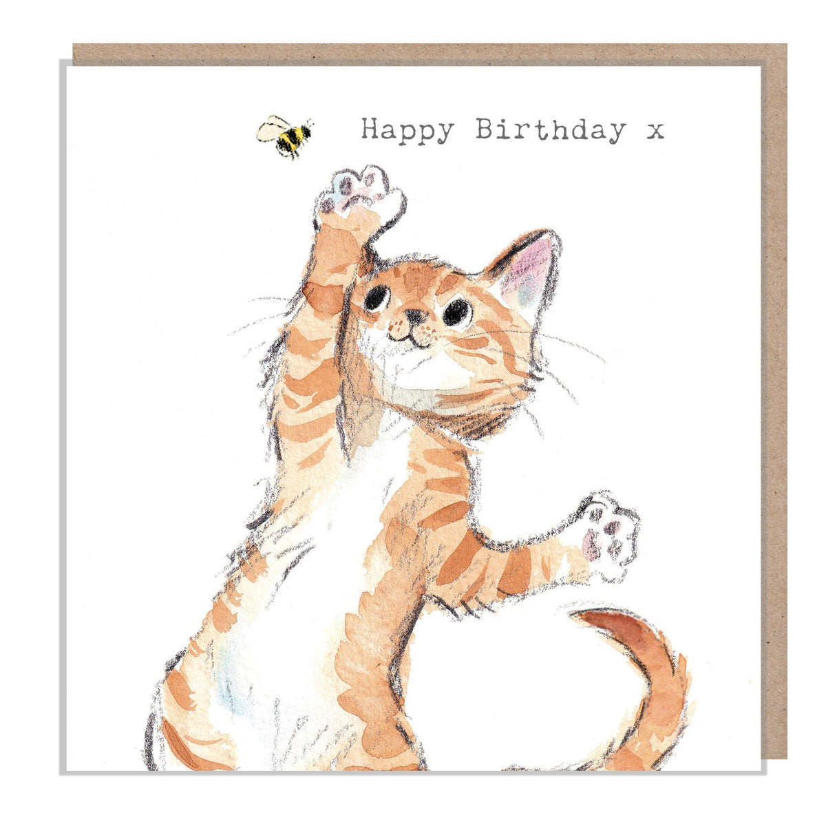 Cute Cat Birthday Card - Cat with Bee