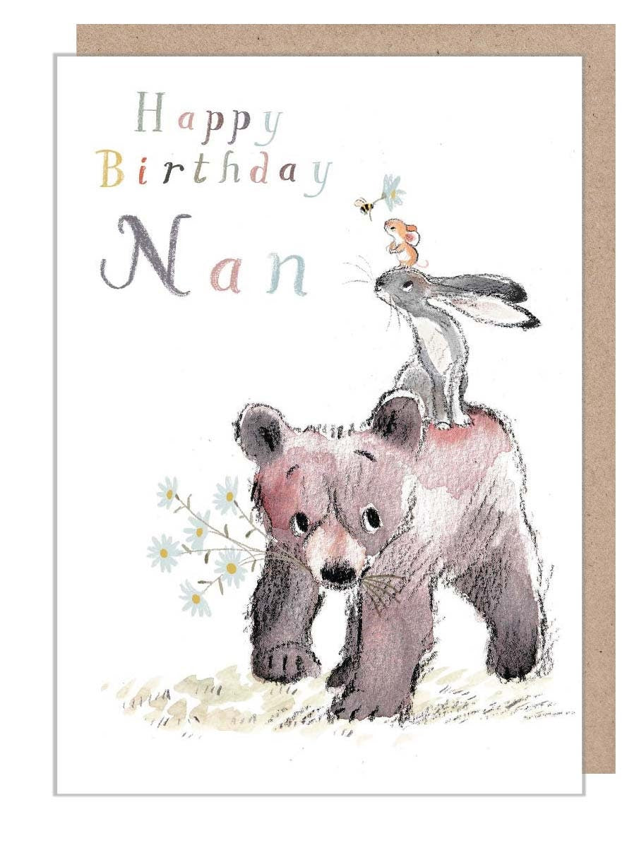 Birthday Card - Nan - Bear, Hare and Mouse