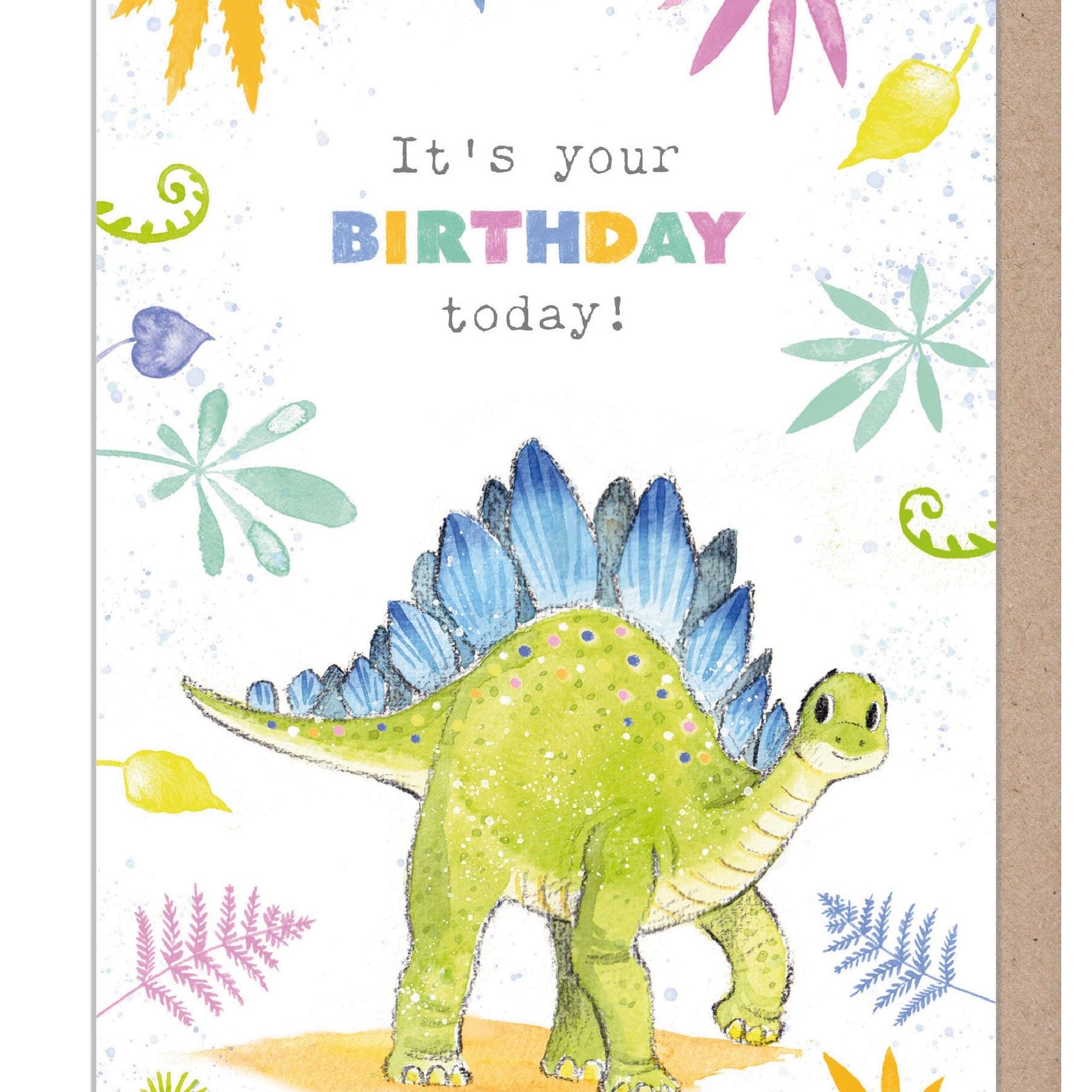 Birthday Card - It's Party Time - Parasauralophus with Dragonfly