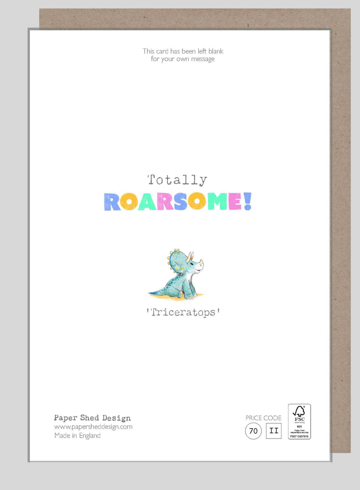 Greeting Card - Age 1 - Triceratops Dinosaur with Dragonfly