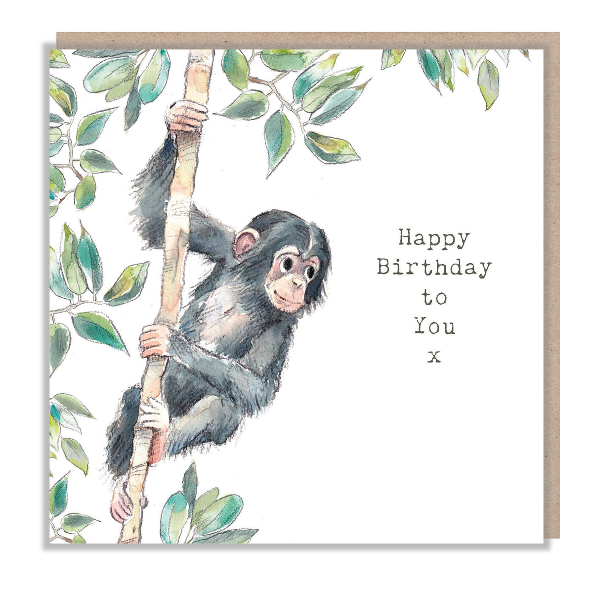 Happy Birthday to You Card - Cute Chimpanzee in a Tree
