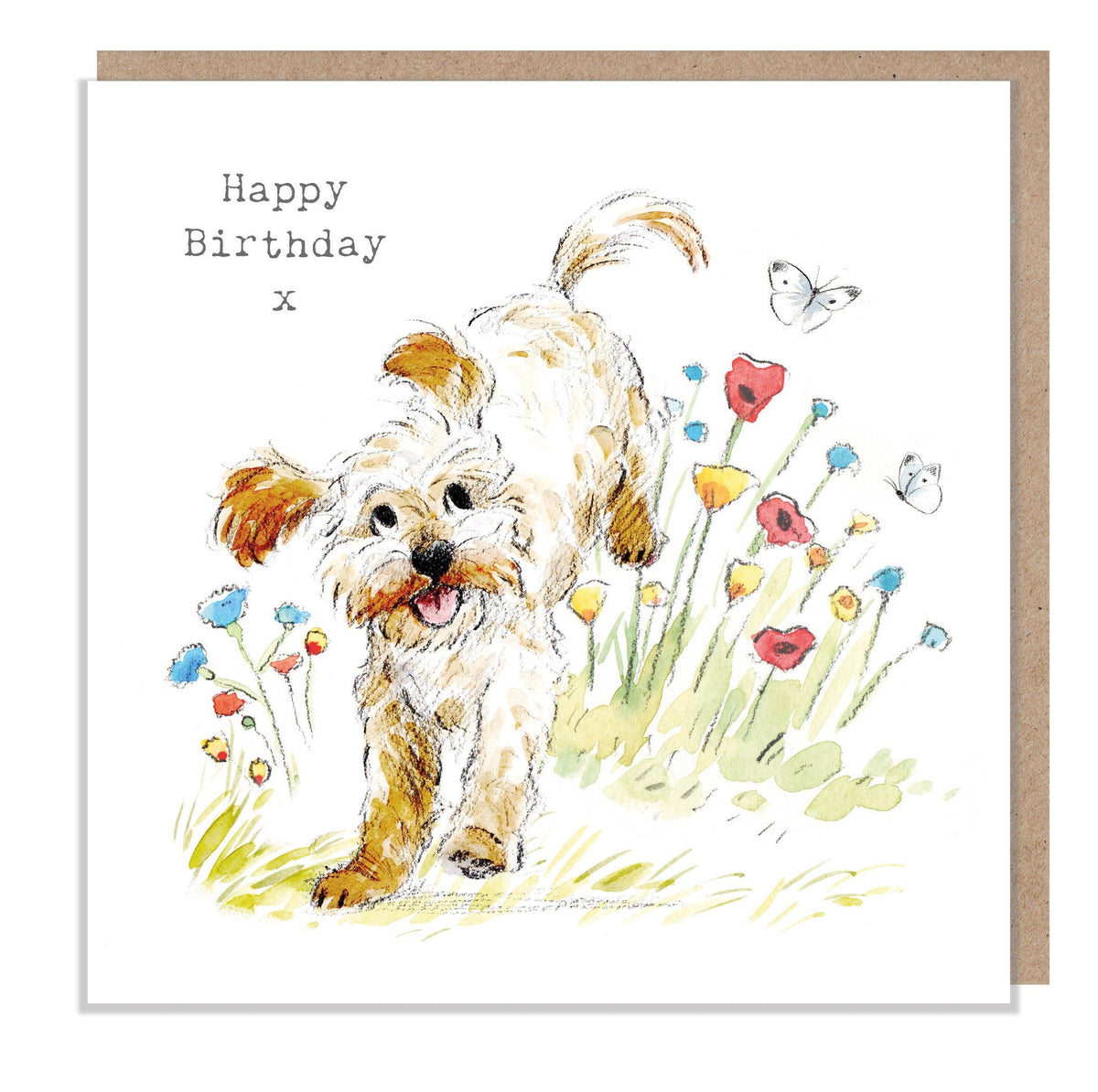 Cute Dog Birthday Card - Jumping Cockapoo