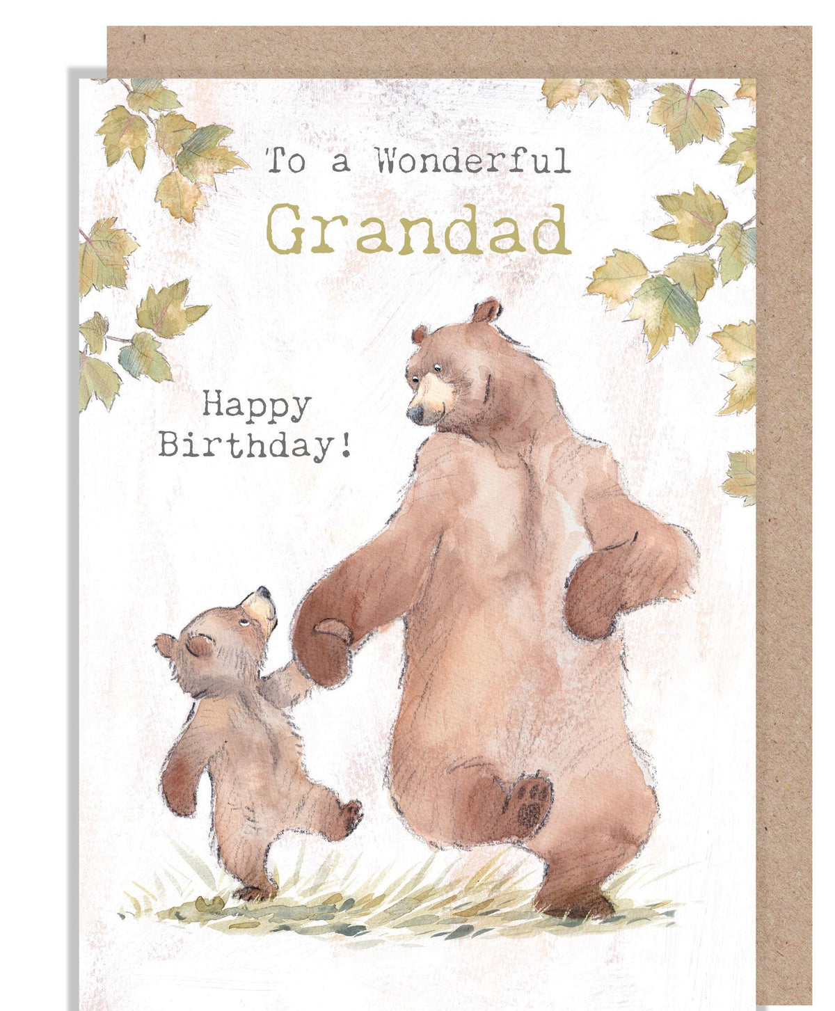 Birthday Card - Wonderful Grandad - Bear and Cub Walking