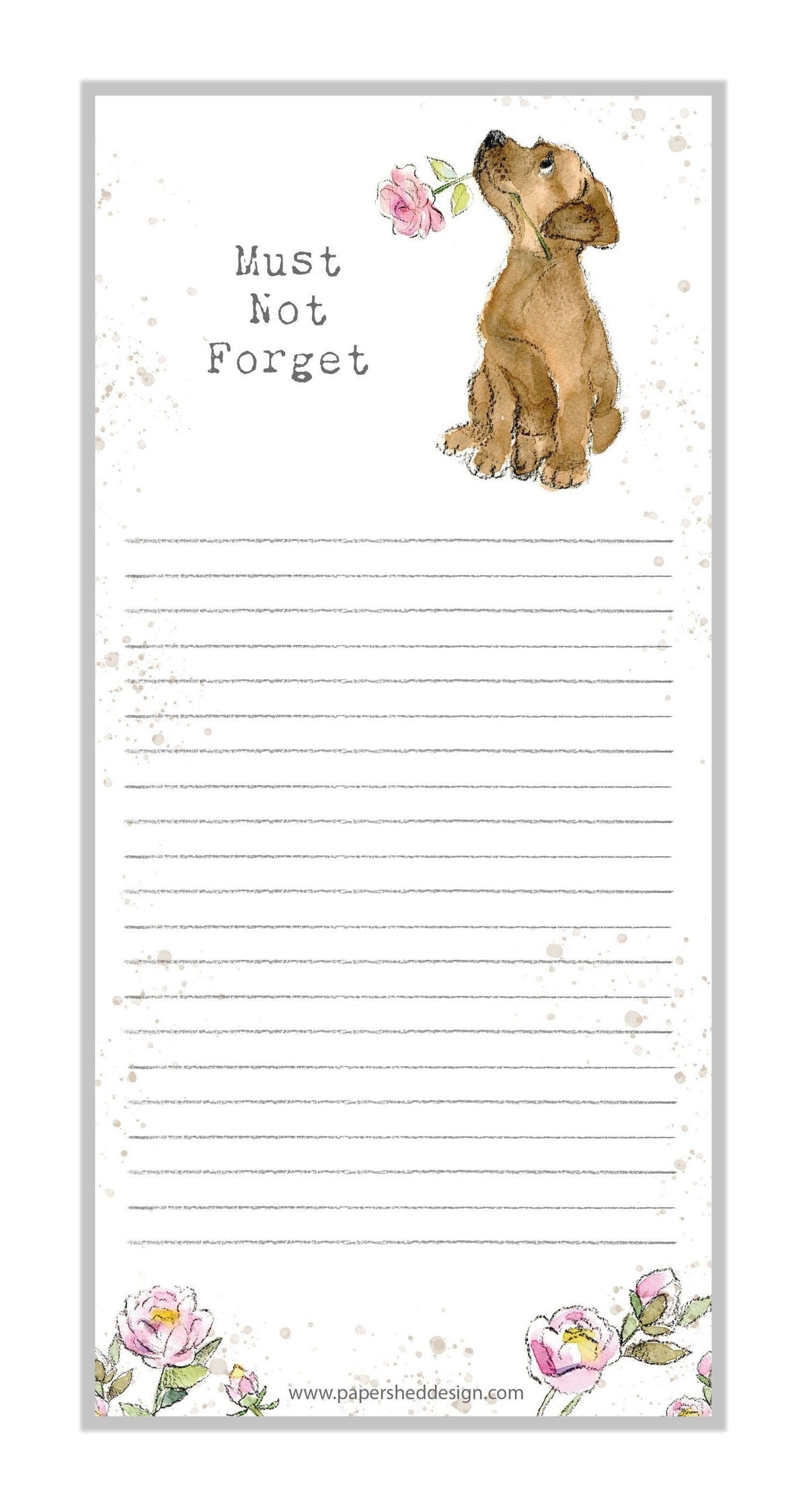 Must Not Forget Pad - Brown Puppy with Flower