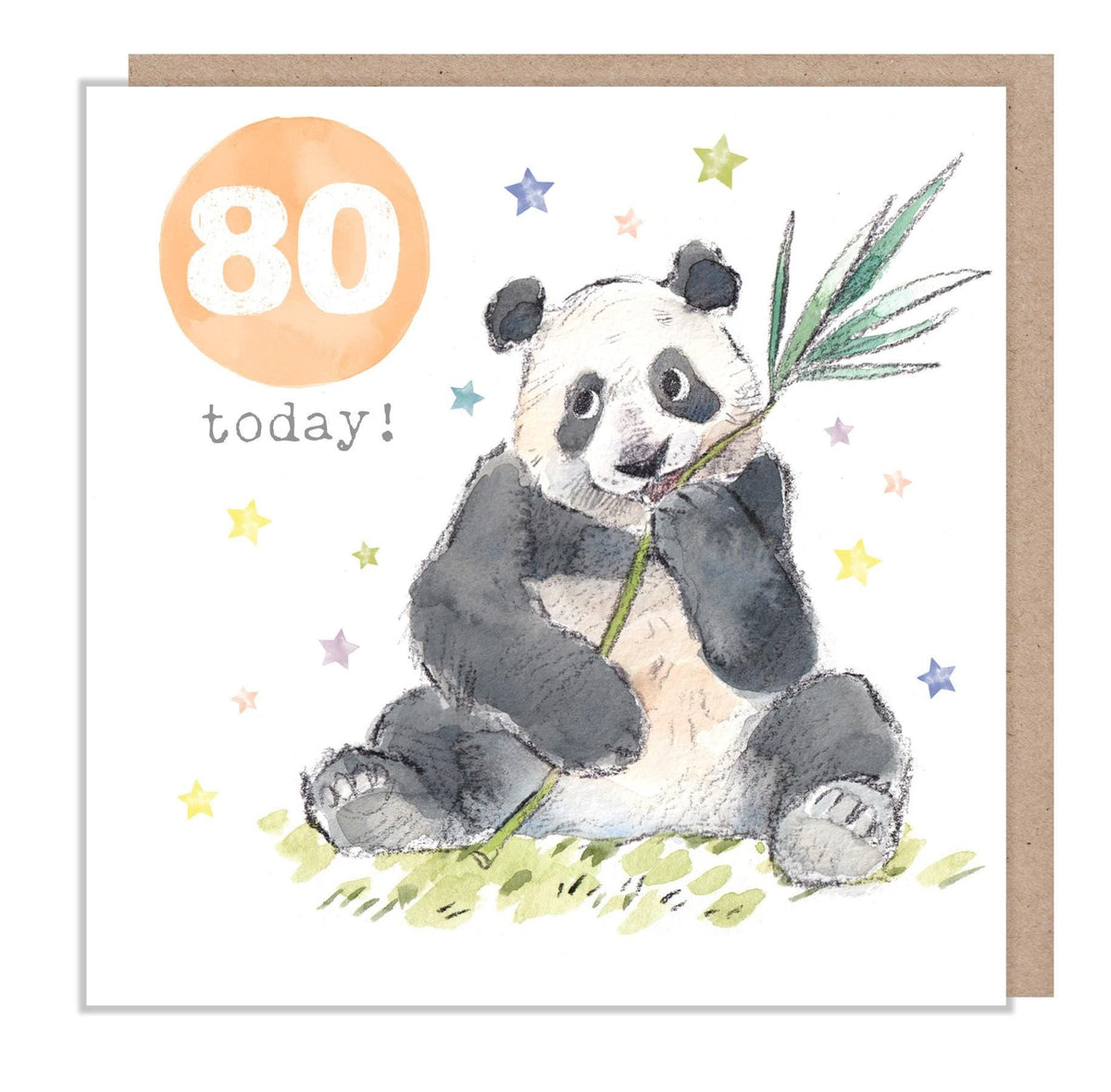 Age 80 Card - Panda with Stars