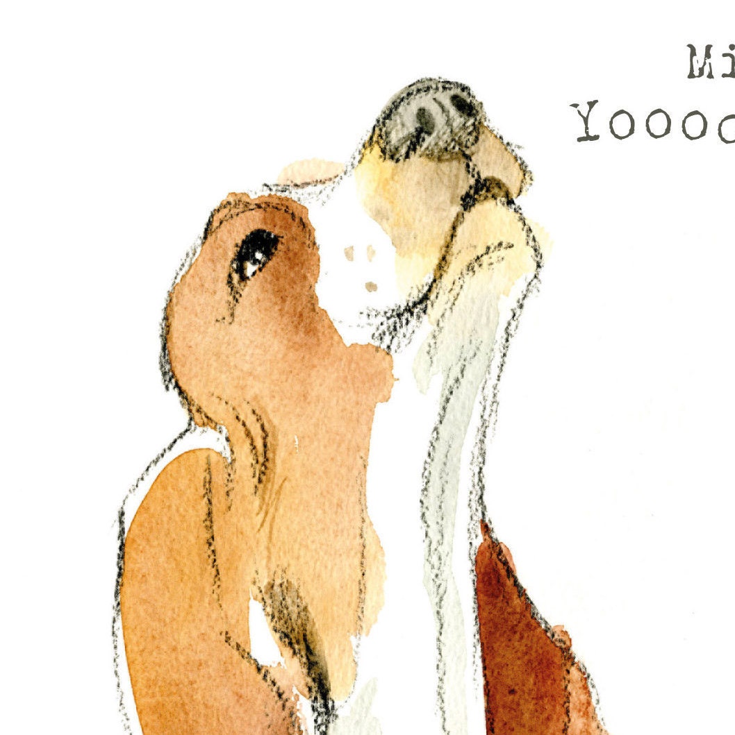 Cute Dog Card - Missing You - Howling Basset