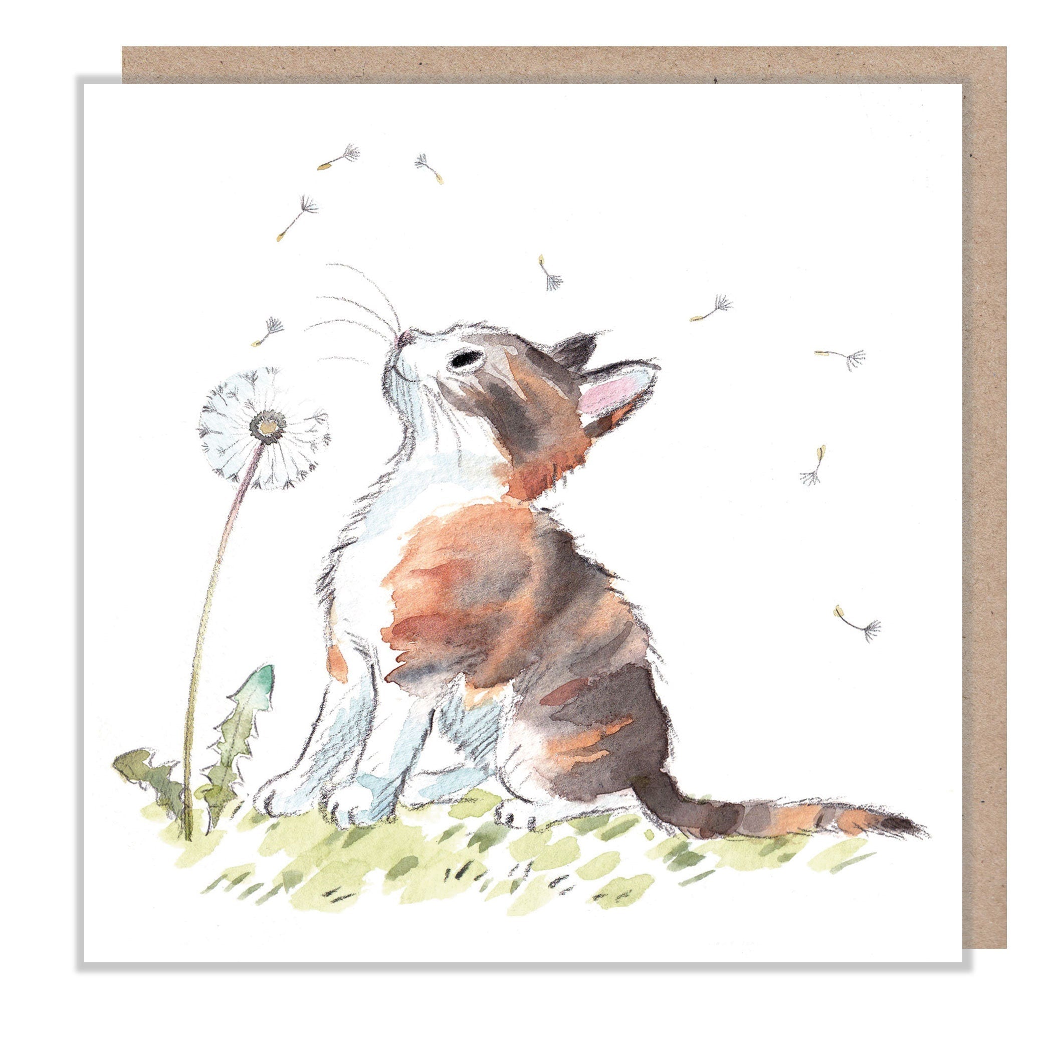 Blank Card - Cat with Dandelion