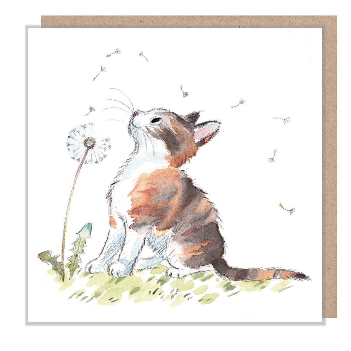 Blank Card - Cat with Dandelion