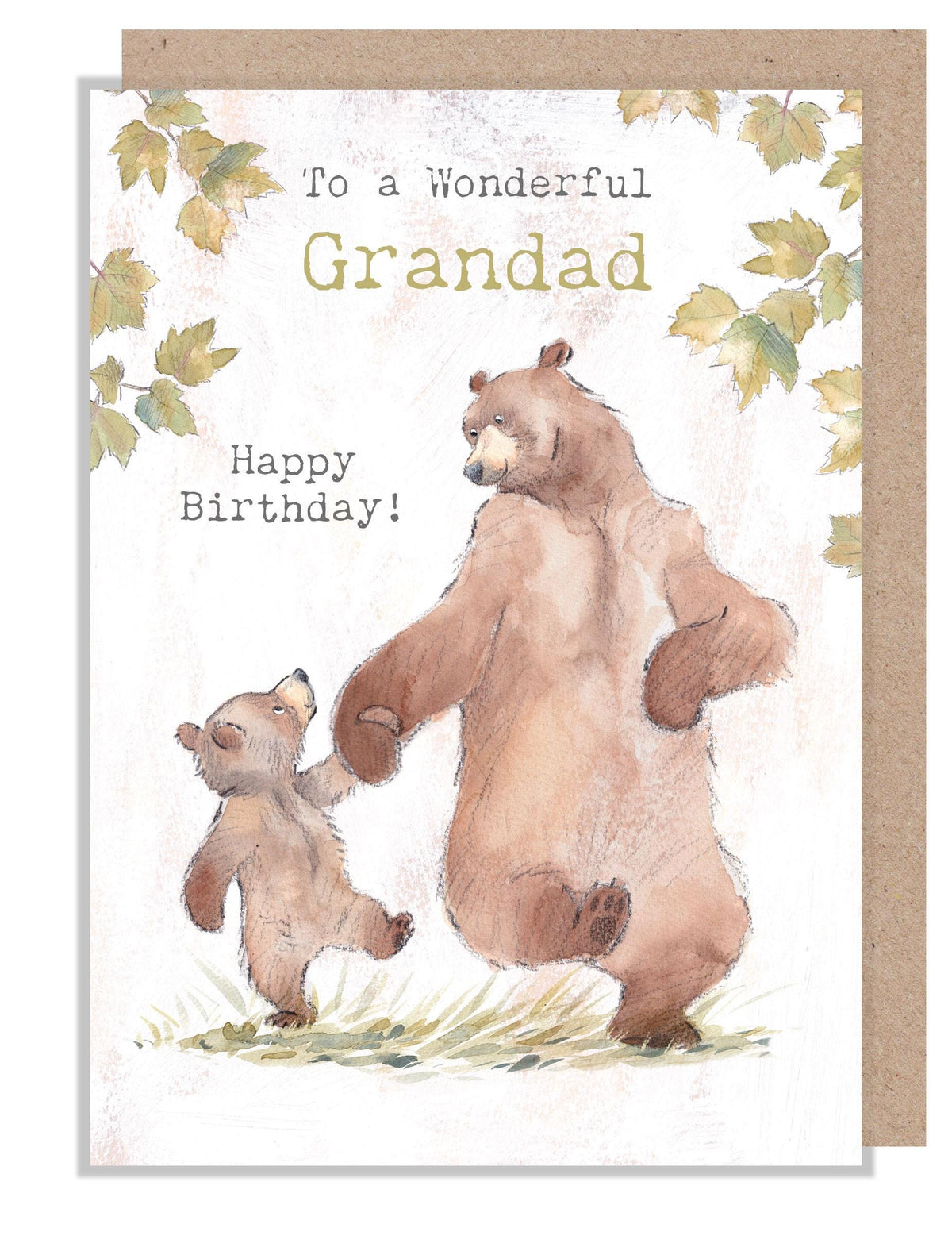 Birthday Card - Wonderful Grandad - Bear and Cub Walking