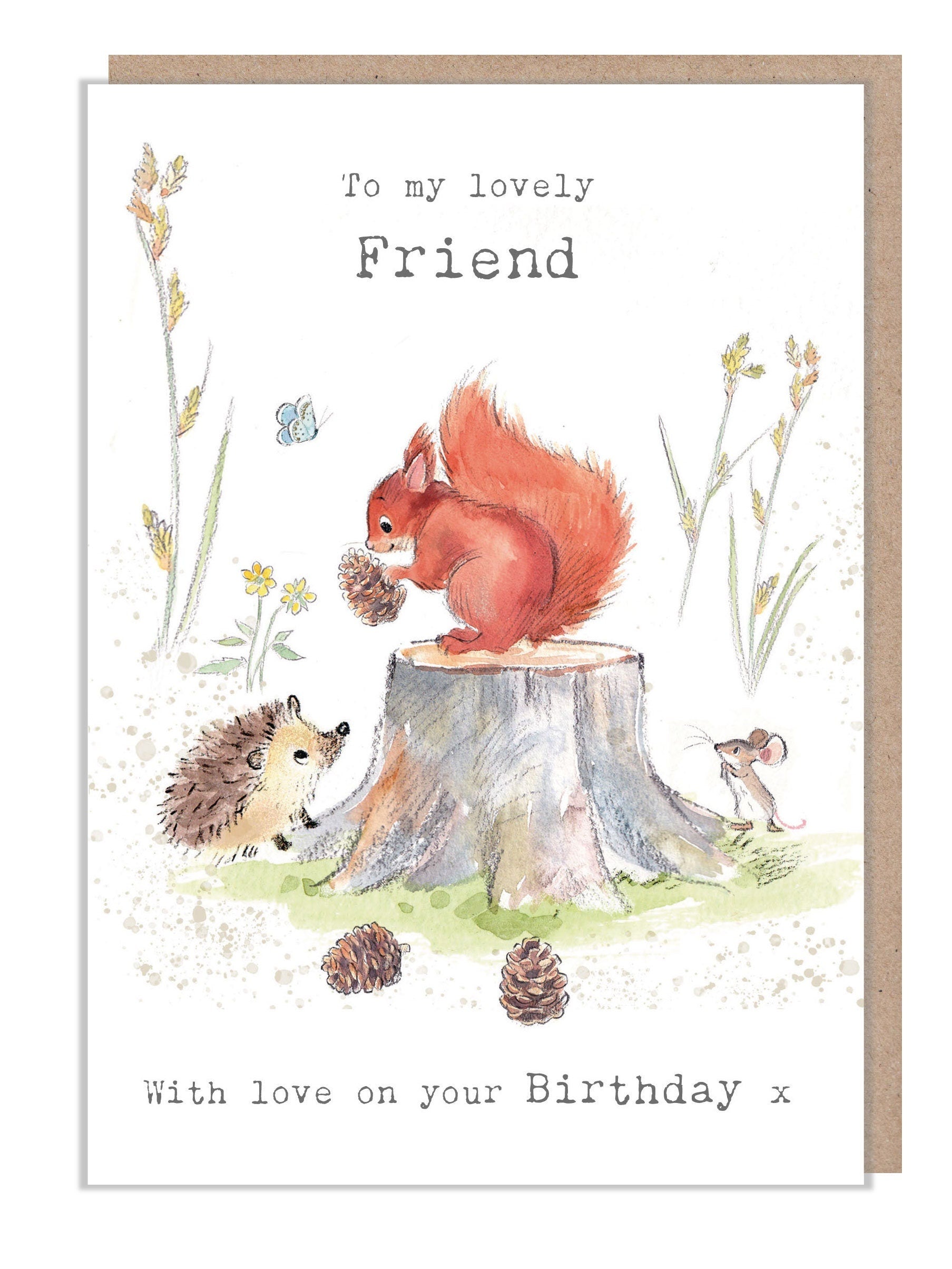 Friend Birthday Card - Squirrel, Hedgehog and Mouse