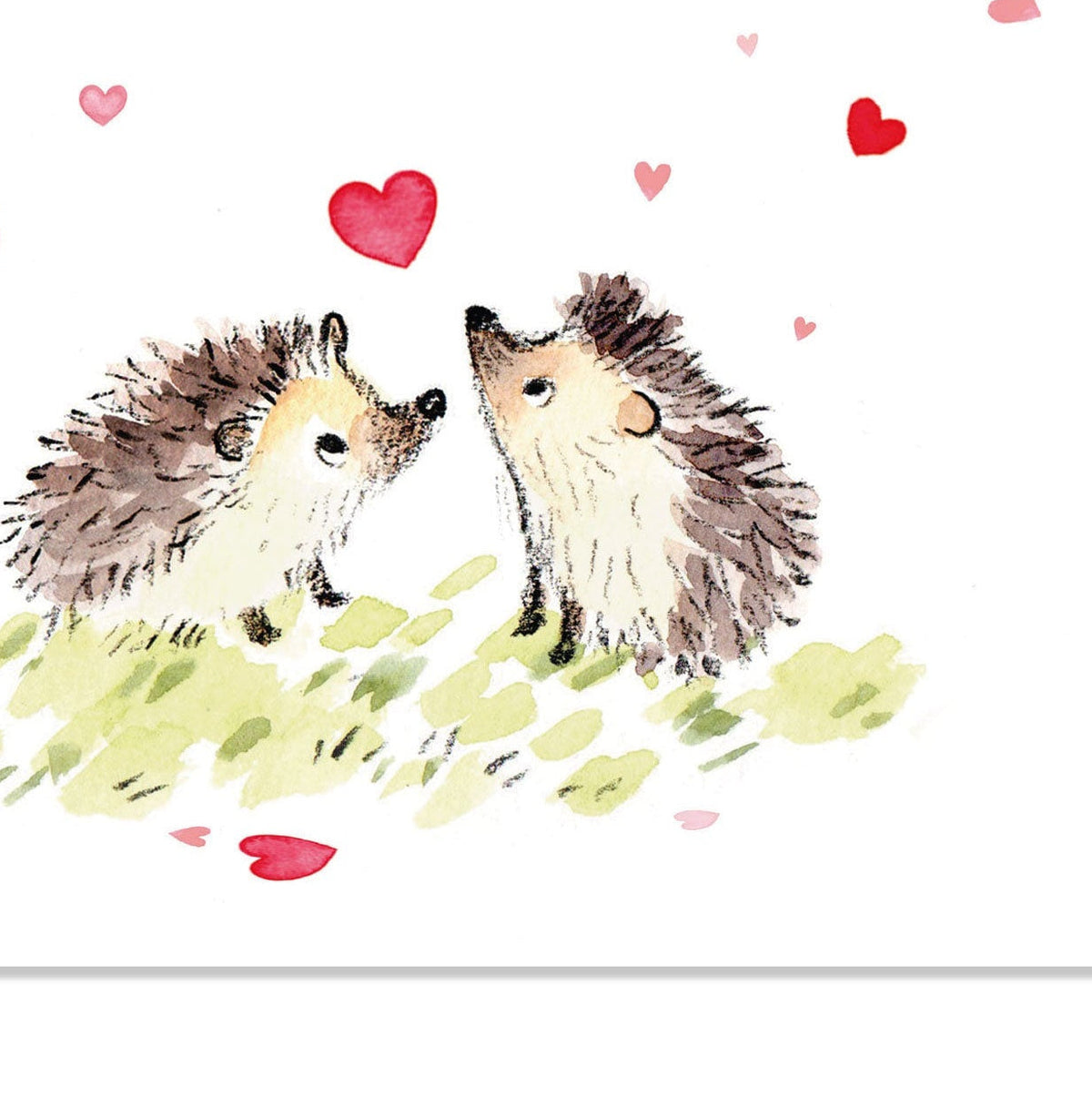 Greeting Card 'Happy Valentine's Day' - 2 Hedgehogs with Hearts - 150X150mm