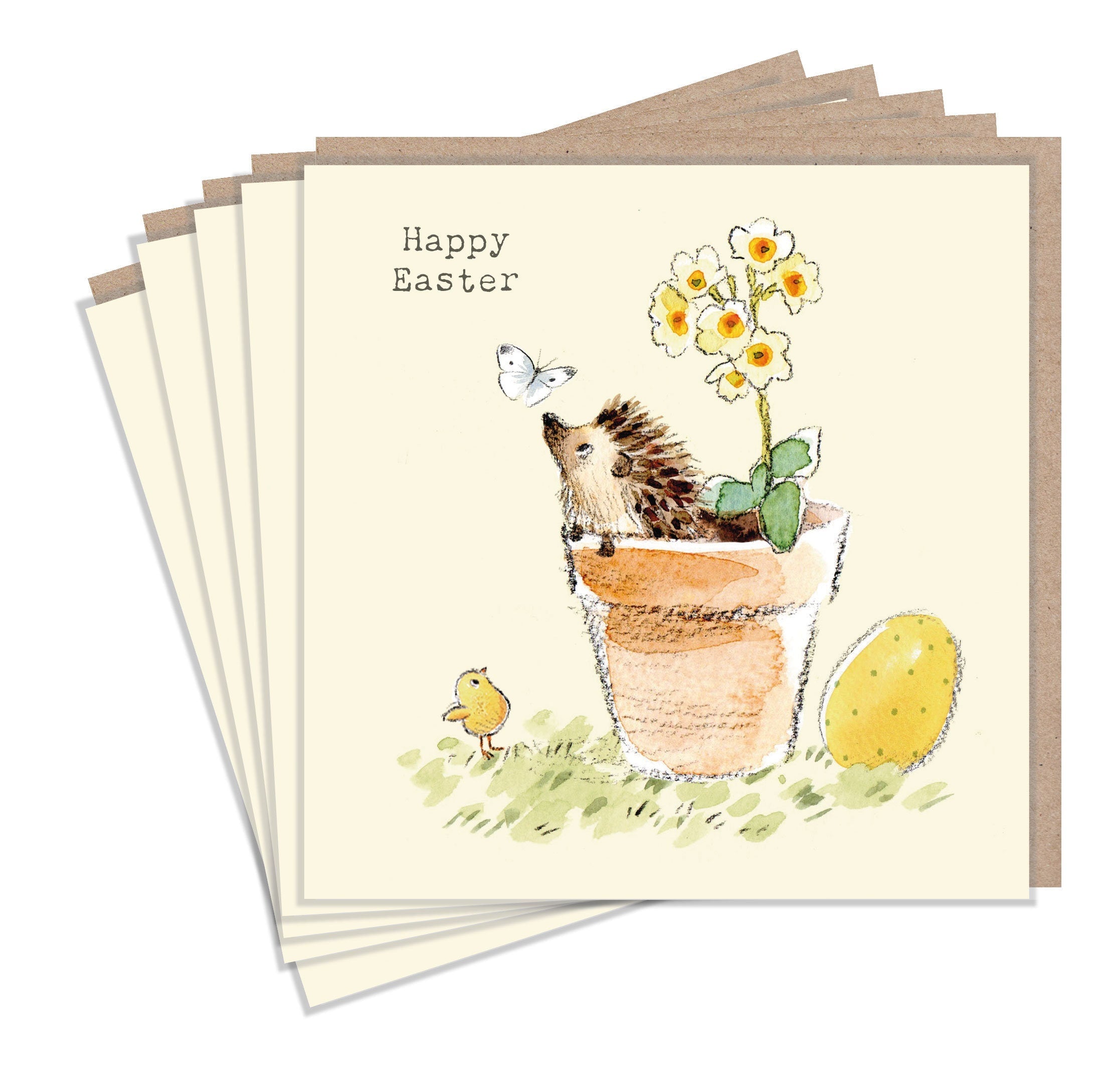 Notelet Pack- Happy Easter - Hedgehog in Flower Pot