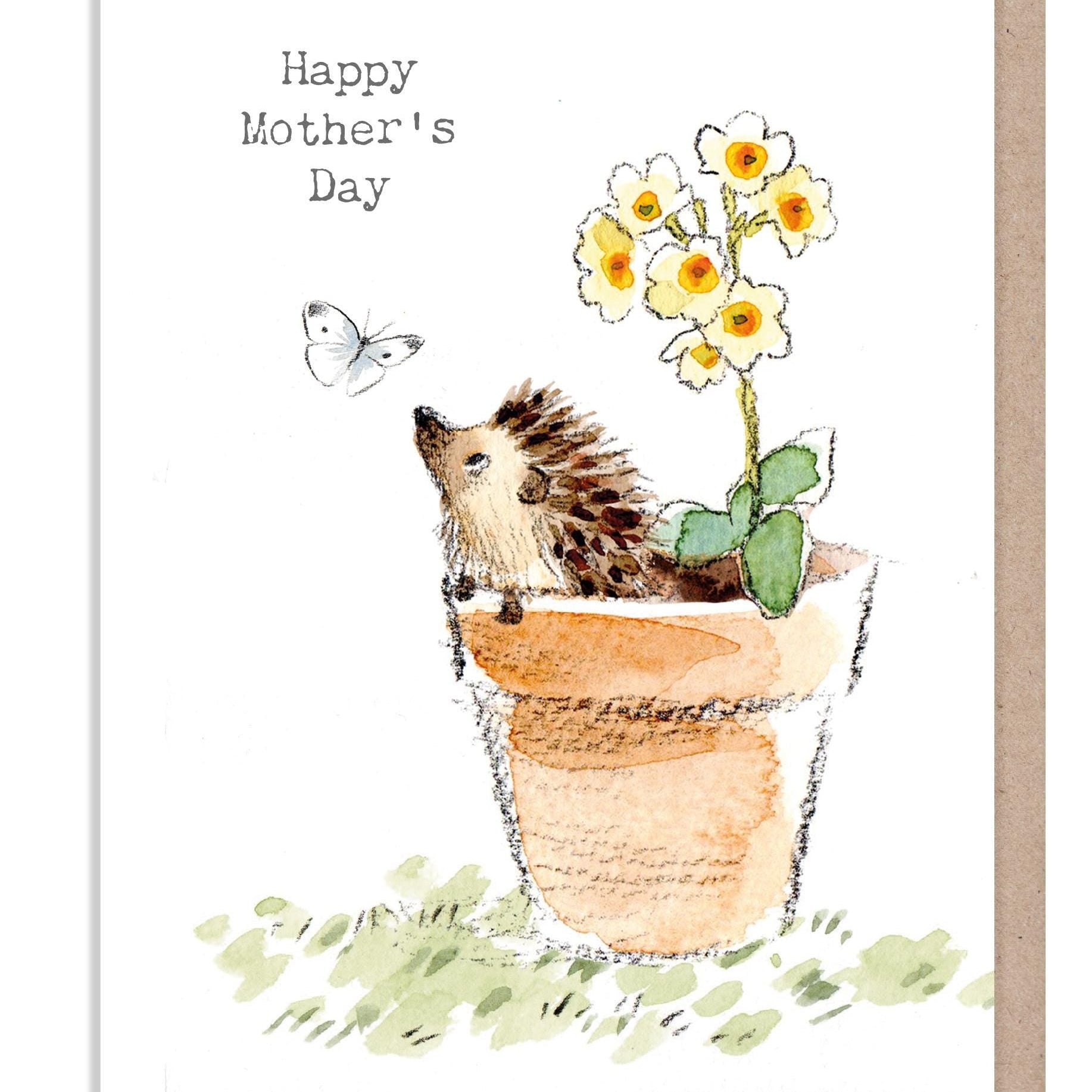 Greeting Card 'Happy Mother's Day' -  Hedgehog in Flower Pot