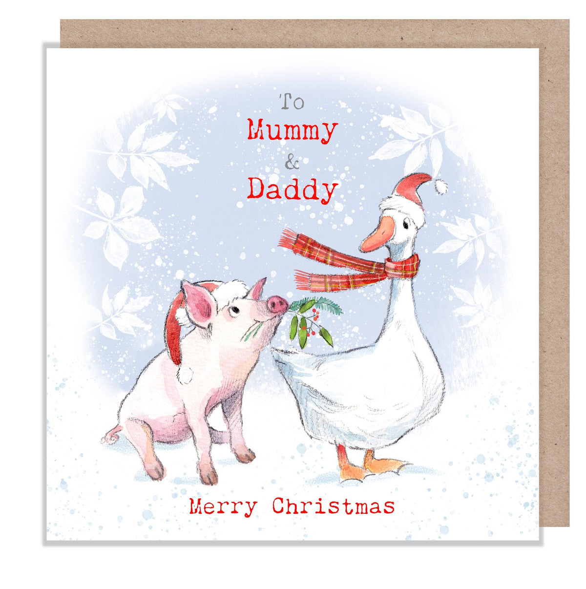 Mummy & Daddy Christmas Card - Piglet and Goose
