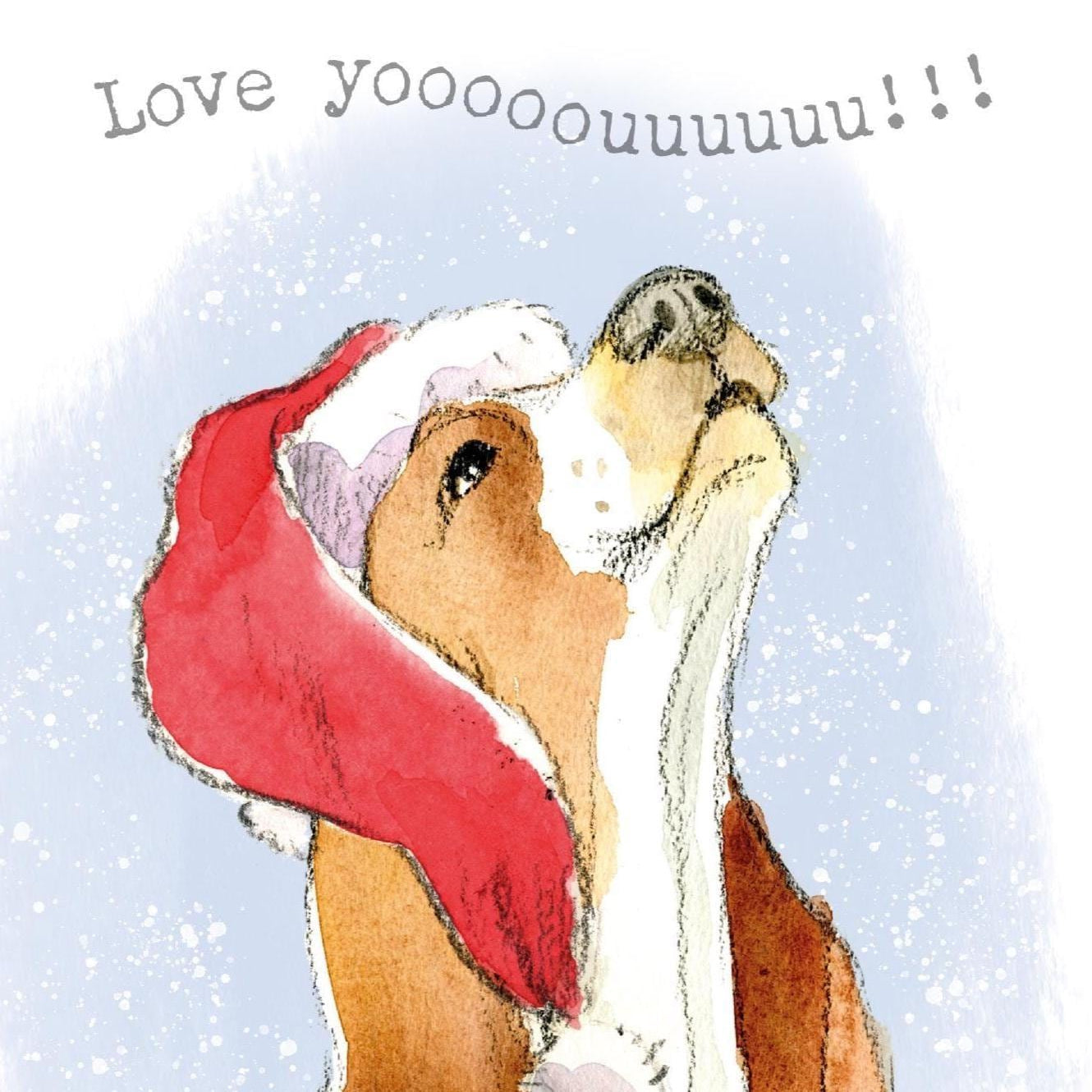 Love You Christmas Card - Jumbo Size - Howling Basset