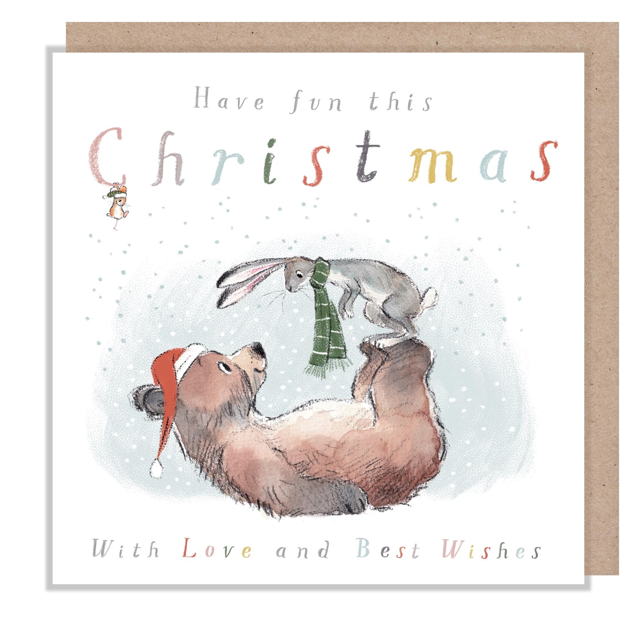Christmas Card - Hare on Bear's Feet