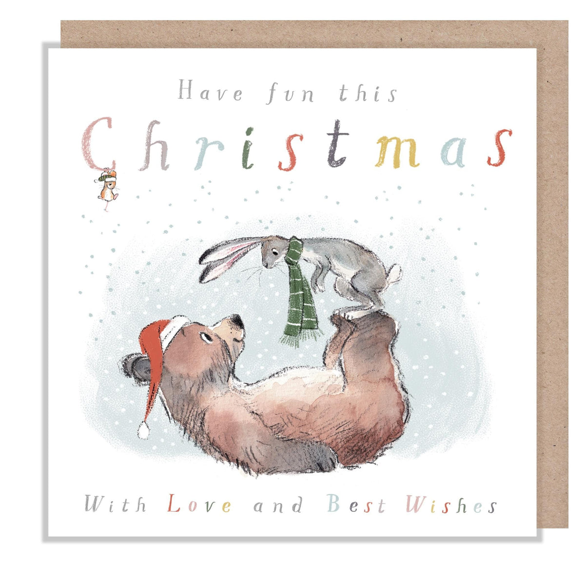 Christmas Card - Hare on Bear's Feet