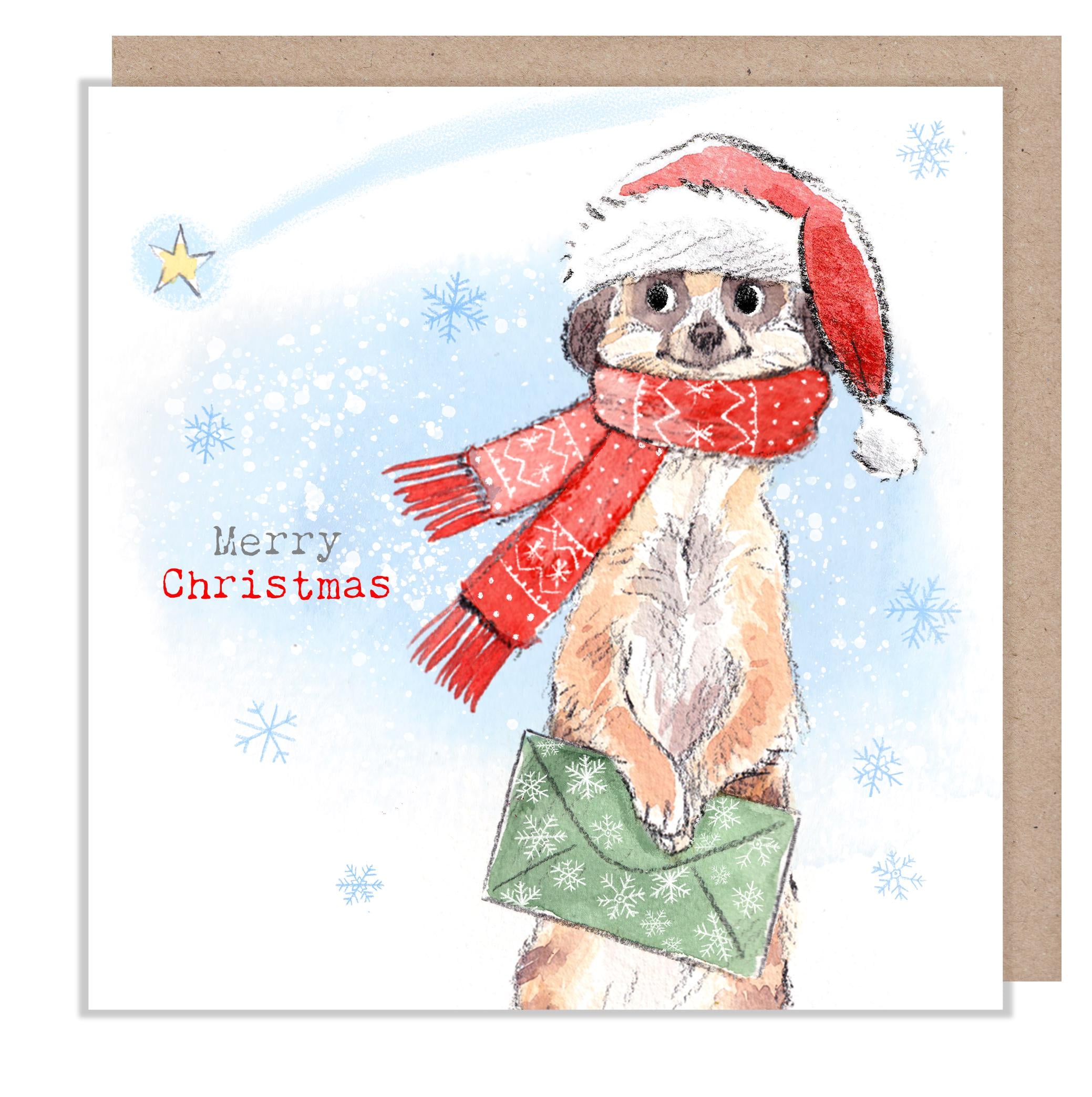 Merry Christmas Card - Meerkat with Envelope