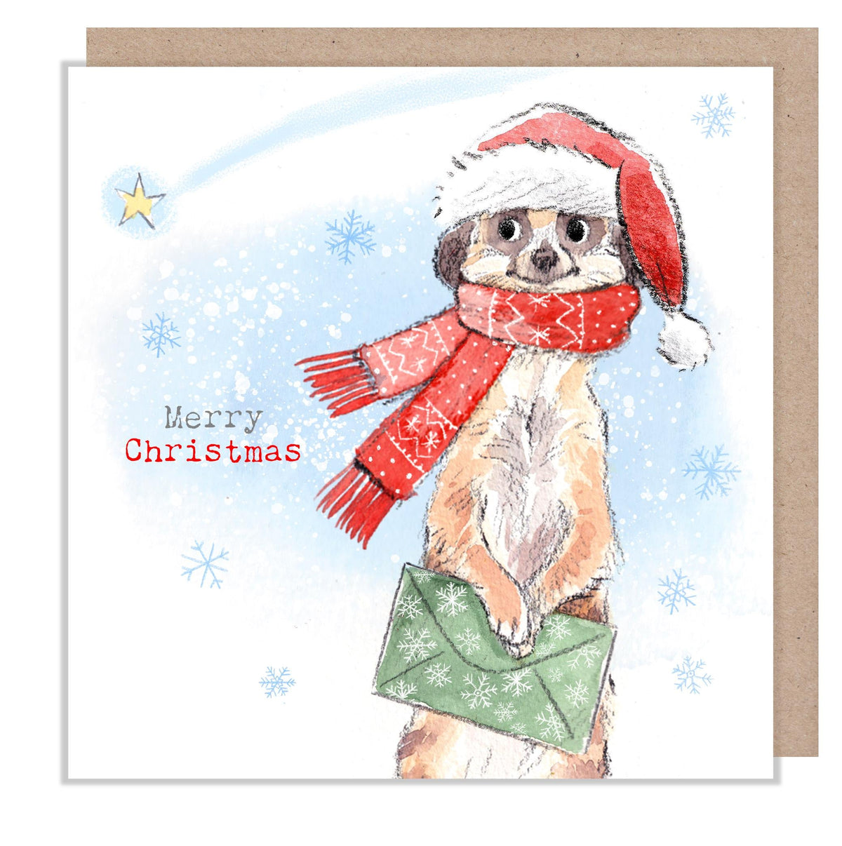 Merry Christmas Card - Meerkat with Envelope