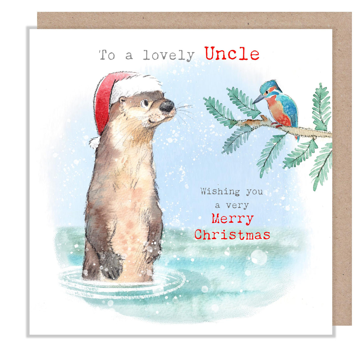 Uncle Christmas Card - Otter and Kingfisher